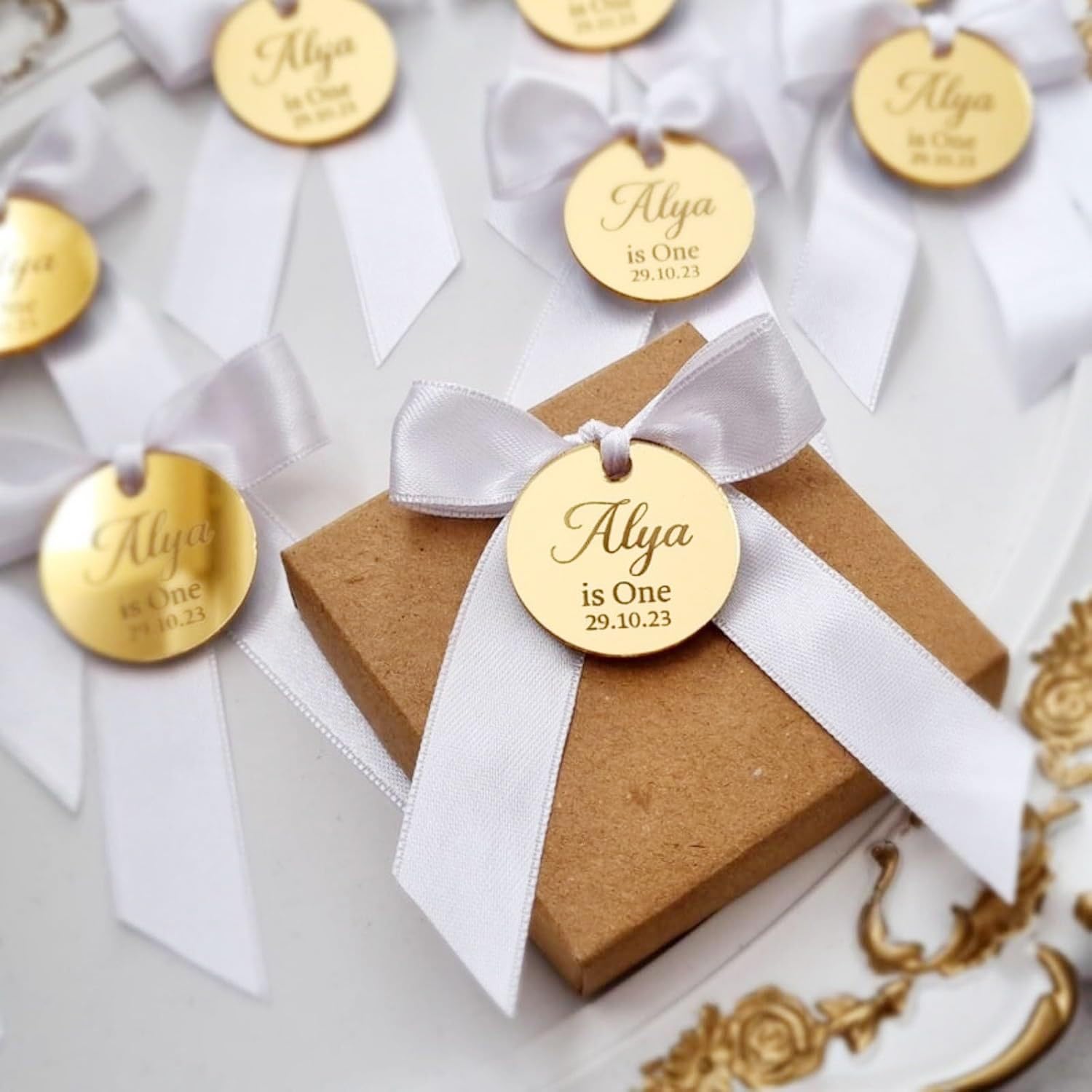 Personalisierte Spiegel-Acryl-Anhänger Für Hochzeits- Und Verlobungsgeschenke, Individuell Gravierte Namensschilder, Babyparty- Und Taufdekoration, Geschenkanhänger Für Gastgeschenke(100pcs)