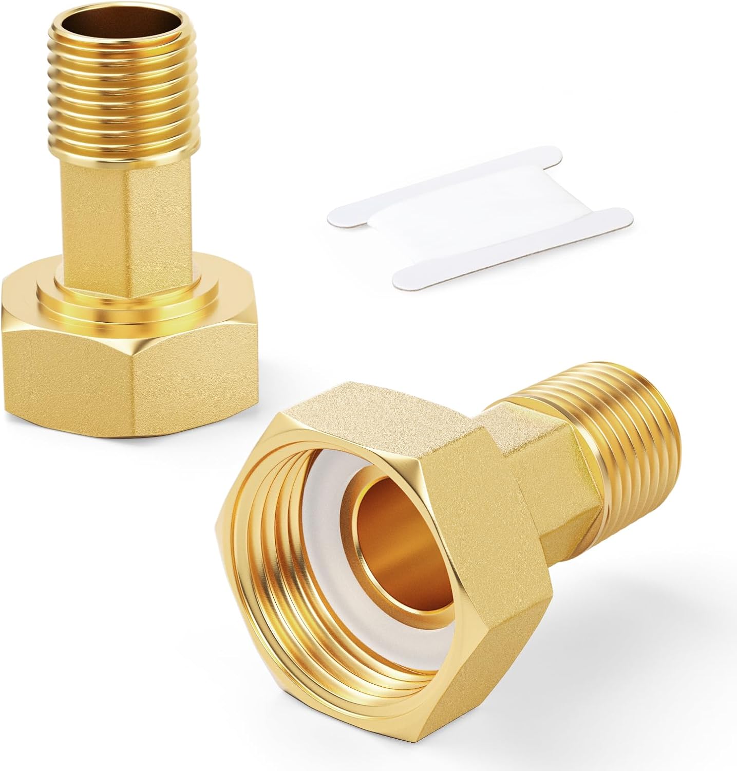 5PCS Brass Water Meter Pipe Fitting Hex Nipple, 1" BSP Female x 3/4" NPT Male, Hex Nipple, With Seal Washer, for Water Meter