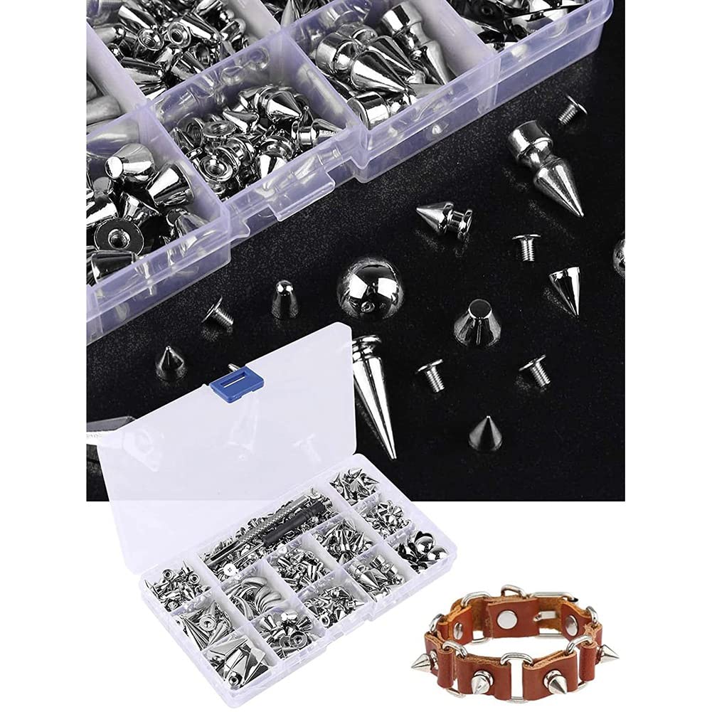 270 Set Punte e Rivetti, Forma Mista Punk Punk Spike Rivetti Vite In Metallo Rucken Rivetti con Strumento di Installazione per