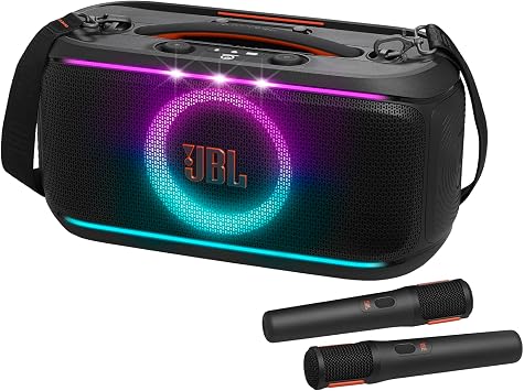 JBL PARTYBOX ON THE GO 2 with 2 Microphones Bluetooth Speaker Wireless/Shoulder Strap Included/IPX4 Waterproof/Black JBLPARTYBOXOTG2BJN