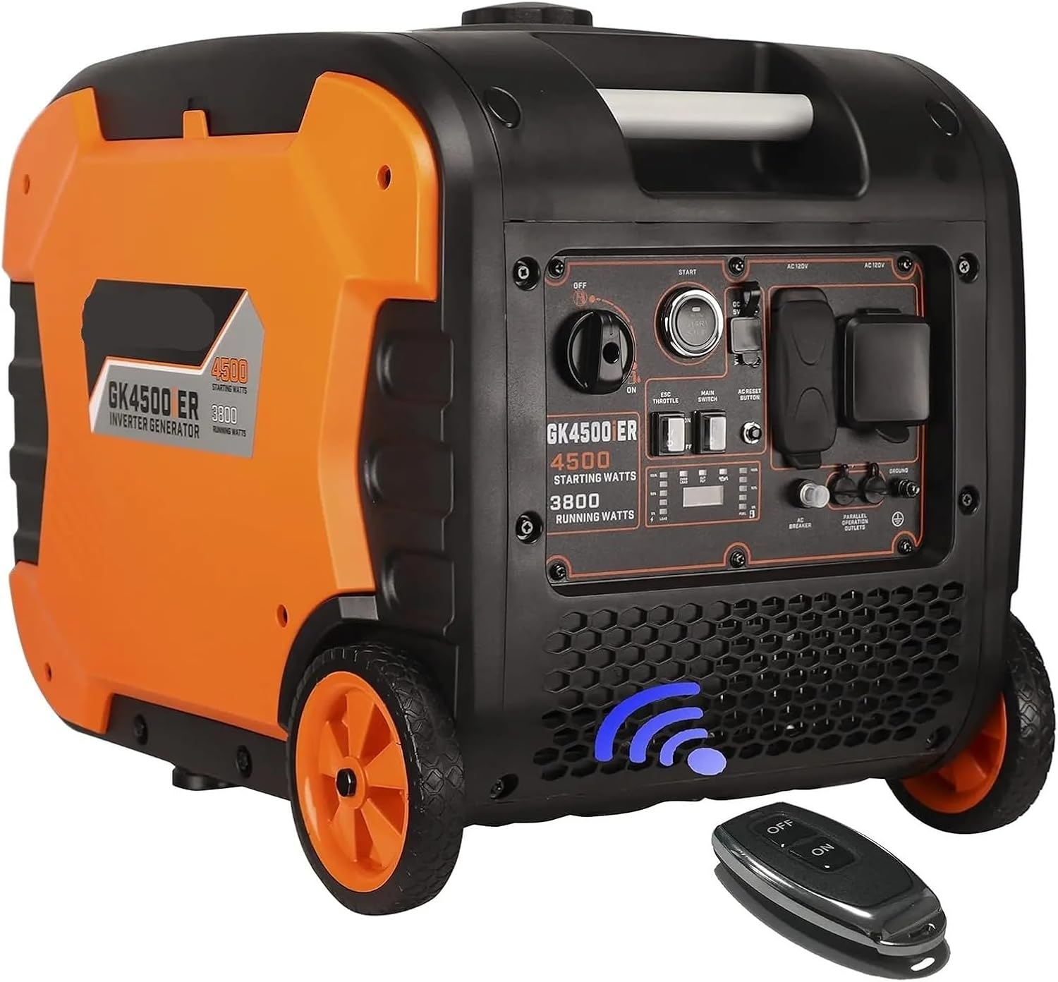 ポータブル インバーター発電機 電気スタート + リモコン 超静音 RV 対応 キャンピングカーに優しい(Electric Remo