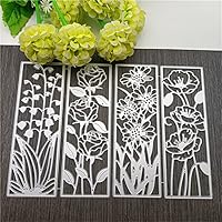 Vista 3 de 4 Pieces Background Flower Frame Metal Cutting Dies 3D Rectangle Flower Dies Leaves Shape Embossing Scrapbooking Dies Cuts Stencil for DIY