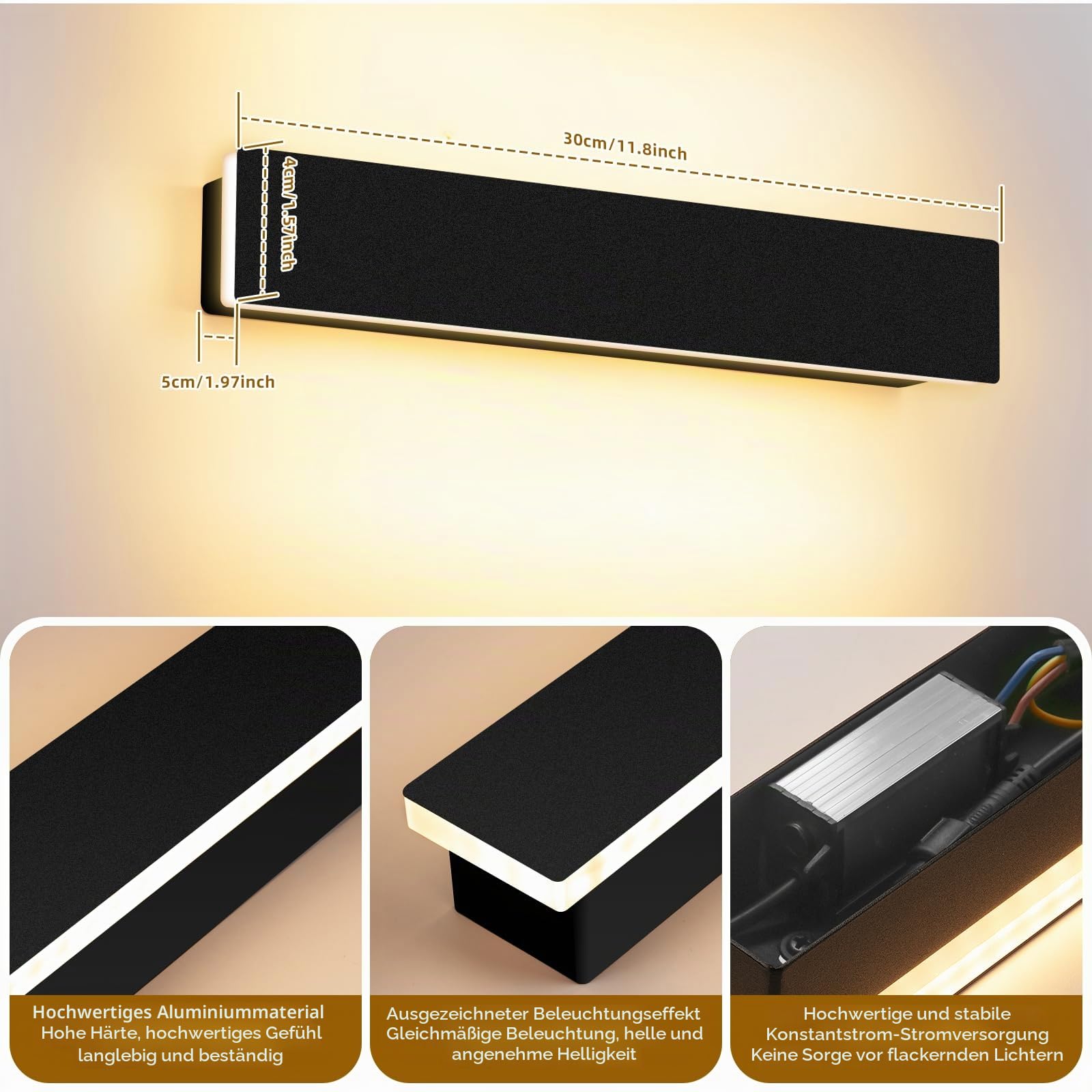 Kingwei 2 Stücke LED Wandleuchten Innen/Aussen 10W Auf und Ab Wandlampen 3000K Warmweiß Aussenlampe IP54 Wasserdichte Wandbeleuchtung