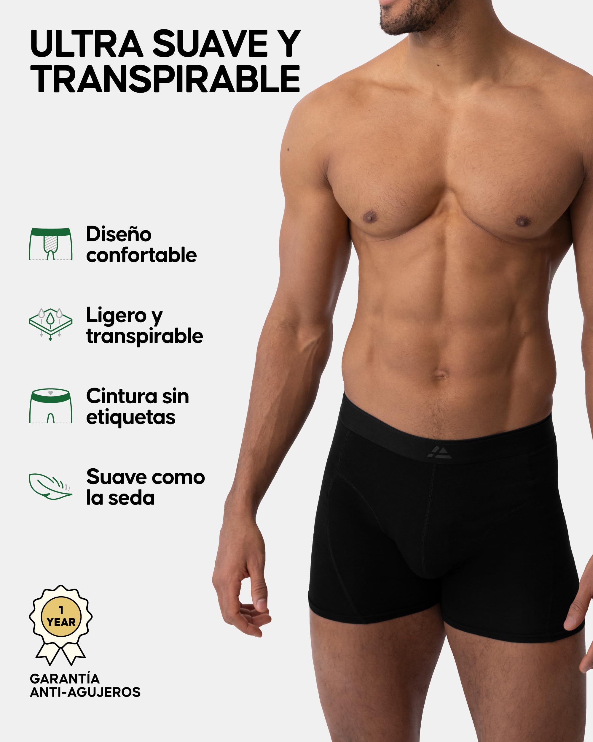 DANISH ENDURANCE Boxer de Bambú Hombre, 6 Pack Negro XL | Boxer de Bambú, Transpirables, Suaves y Elásticos, con o sin Bragueta, para el Día a Día y Deporte