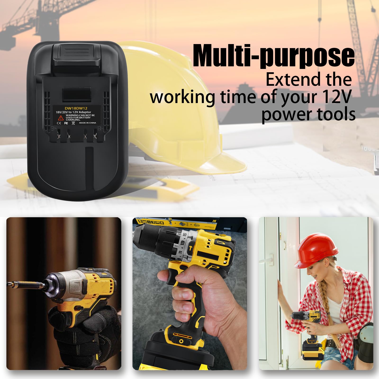 DEWDYS Adapter for Dewalt 12V Tools,for Dewalt 20V 60V Max XR DCB200 Lithium-ion Battery Convert to for Dewalt 12V DCB120 DCB124 DCB126 Battery,Work for Dewalt 12V Cordless Power Tool Converter