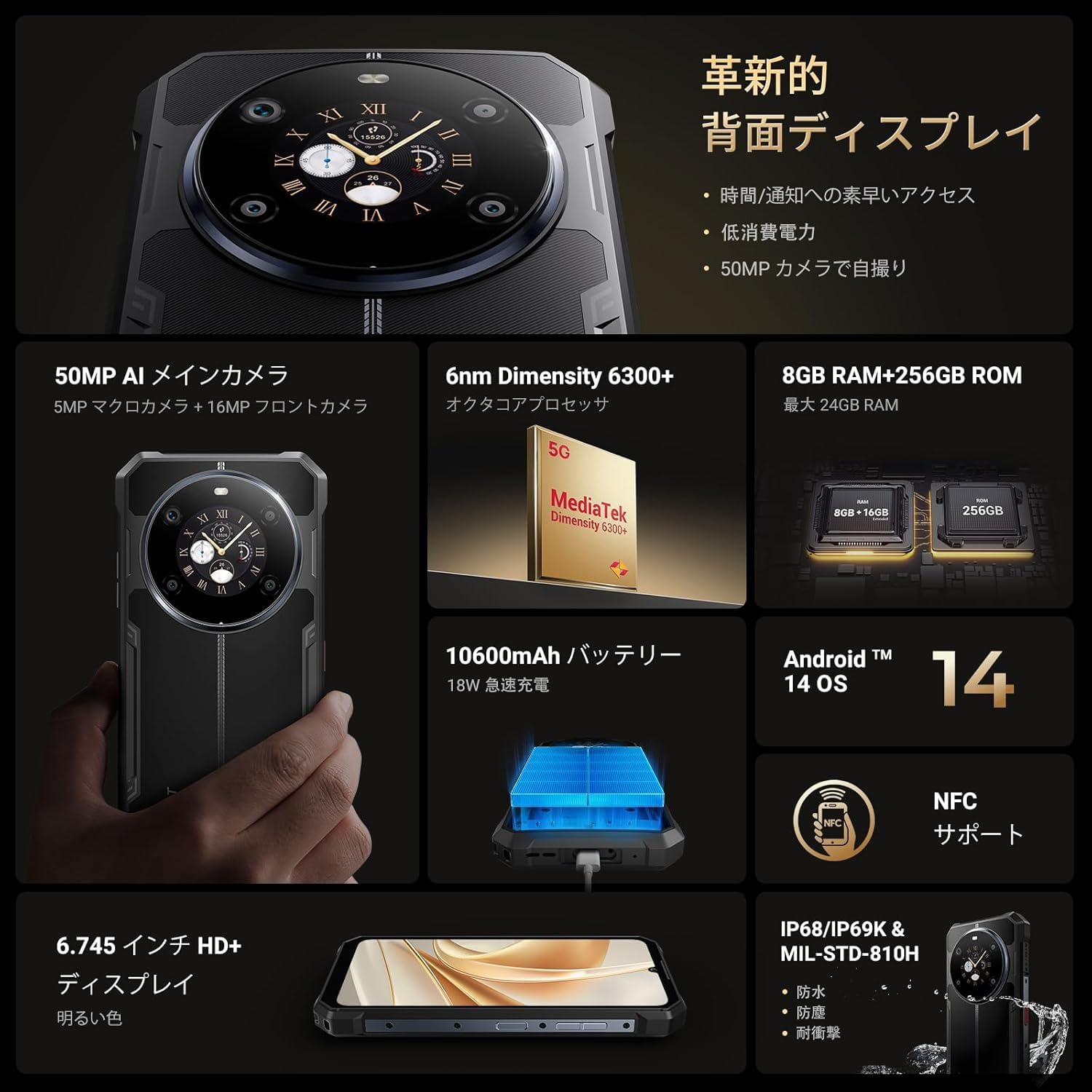 Amazon | FOSSiBOT F109 5G スマホ SIMフリー スマホ 本体 2画面スマホ