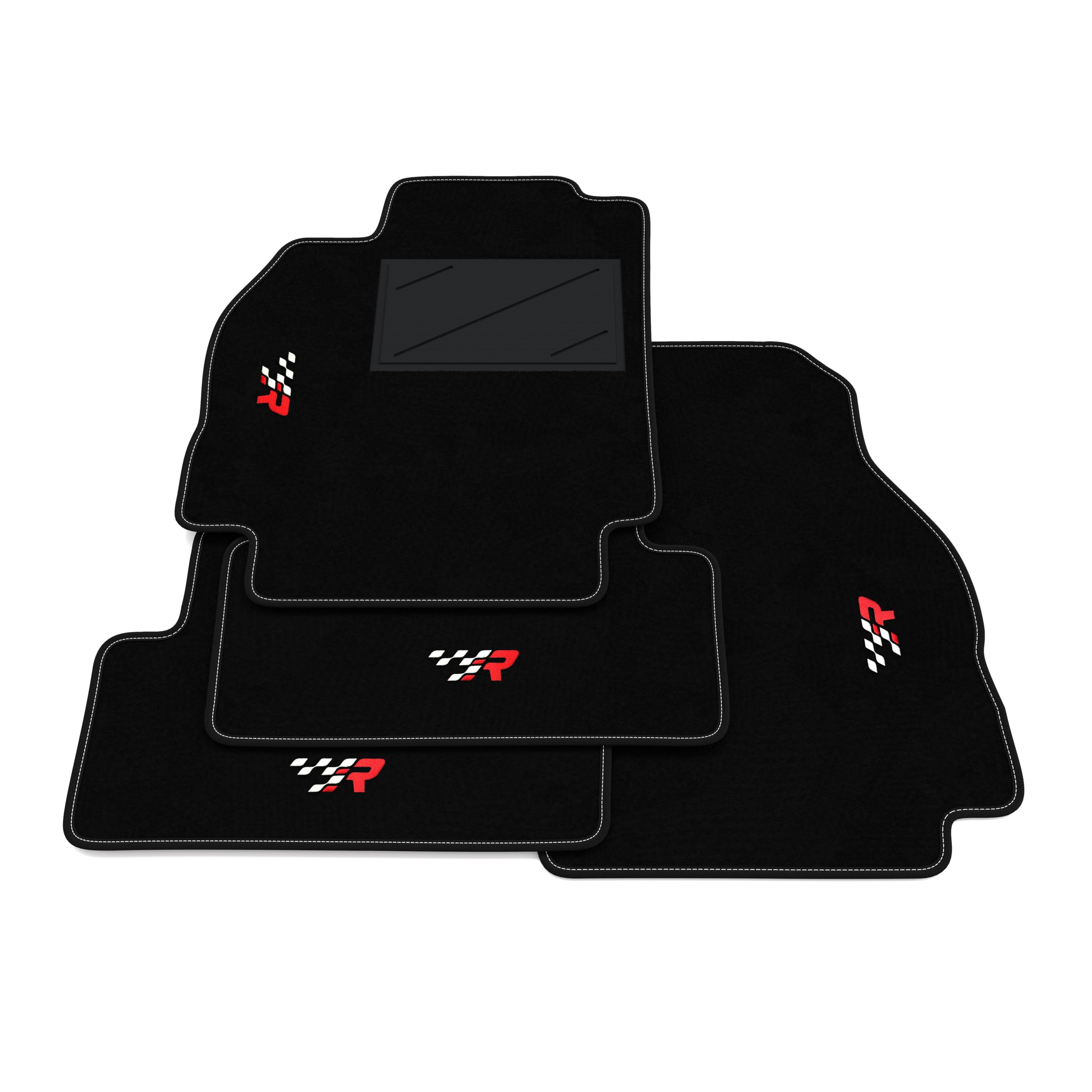 Set de Tapis de Voiture compatibles avec Renault Mégane 2-3-5 Portes 2002-2009 | Tapis sur Mesure en Moquette, Broderie R Racing, sur Mesure