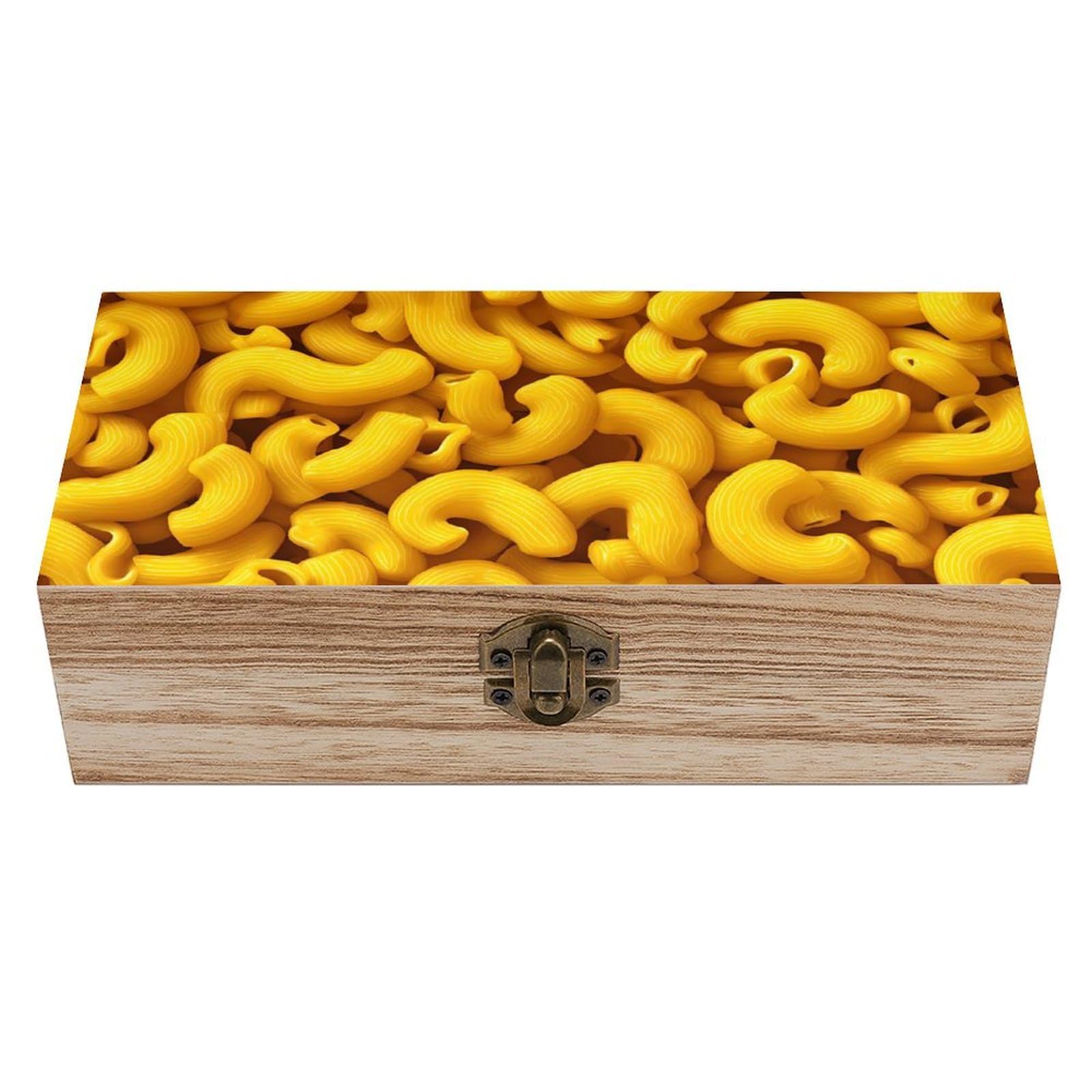 HLBSDM Yellow Pasta Wooden Storage Box Craft Memory Keepsake Treasure Chest Box Jewelry Organizer