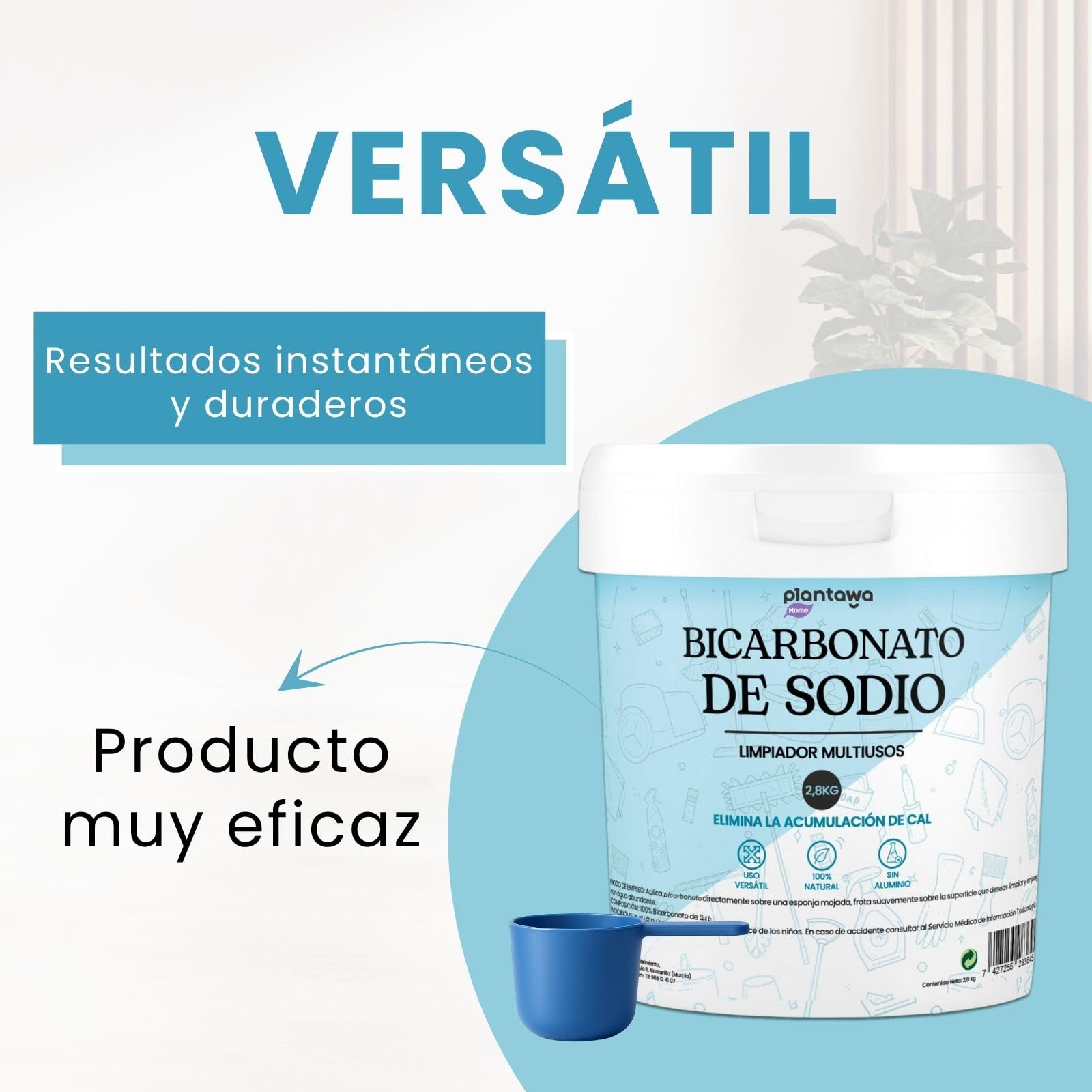PLANTAWA Bicarbonato de Sodio 2,8kg Polvo Multiusos para Limpieza del Hogar Alta Pureza