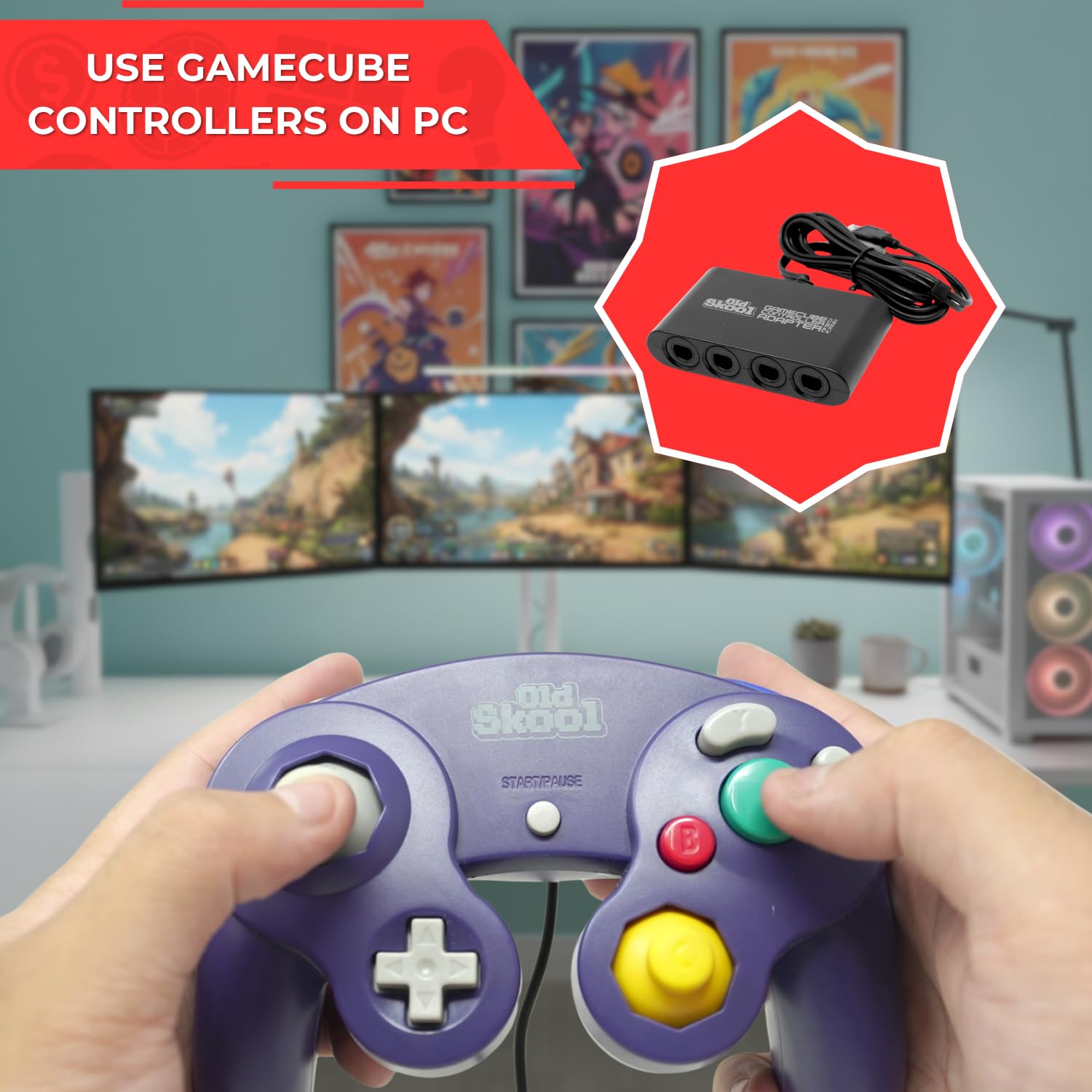 Amazon.com: Old Skool Gamecube Controller Adapter for Switch, Wii