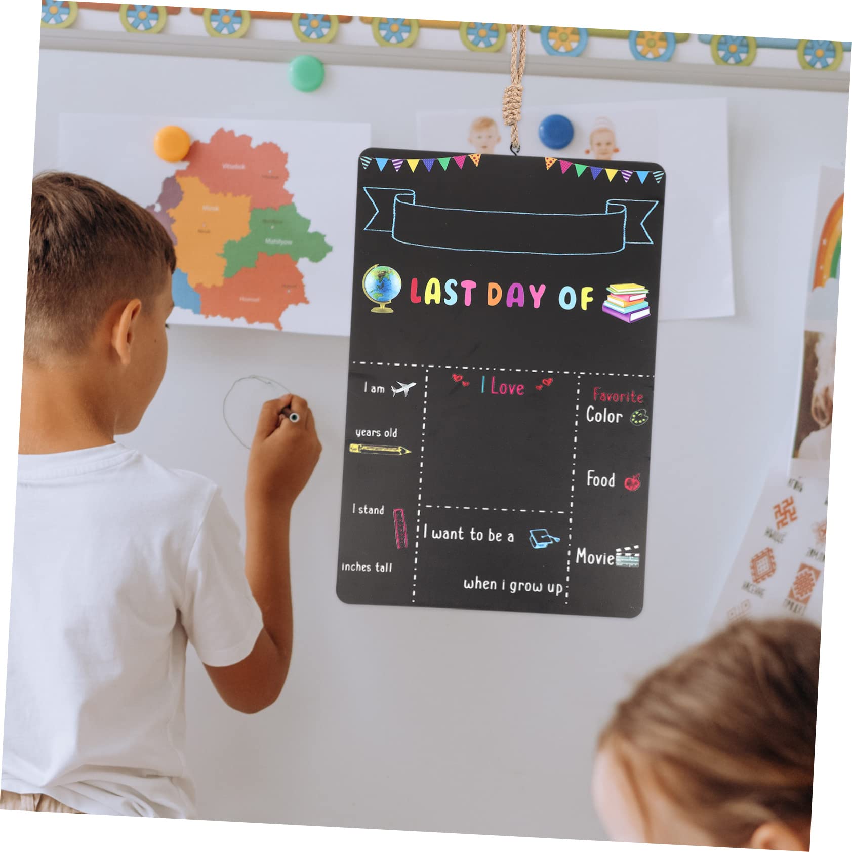 VILLCASE 5 Pz lavagna scolastica scuola media scrittoio lavagna riutilizzabile espositore con lavagna magnetica adornare registrazione consiglio scolastico lavagna in legno di gesso Black