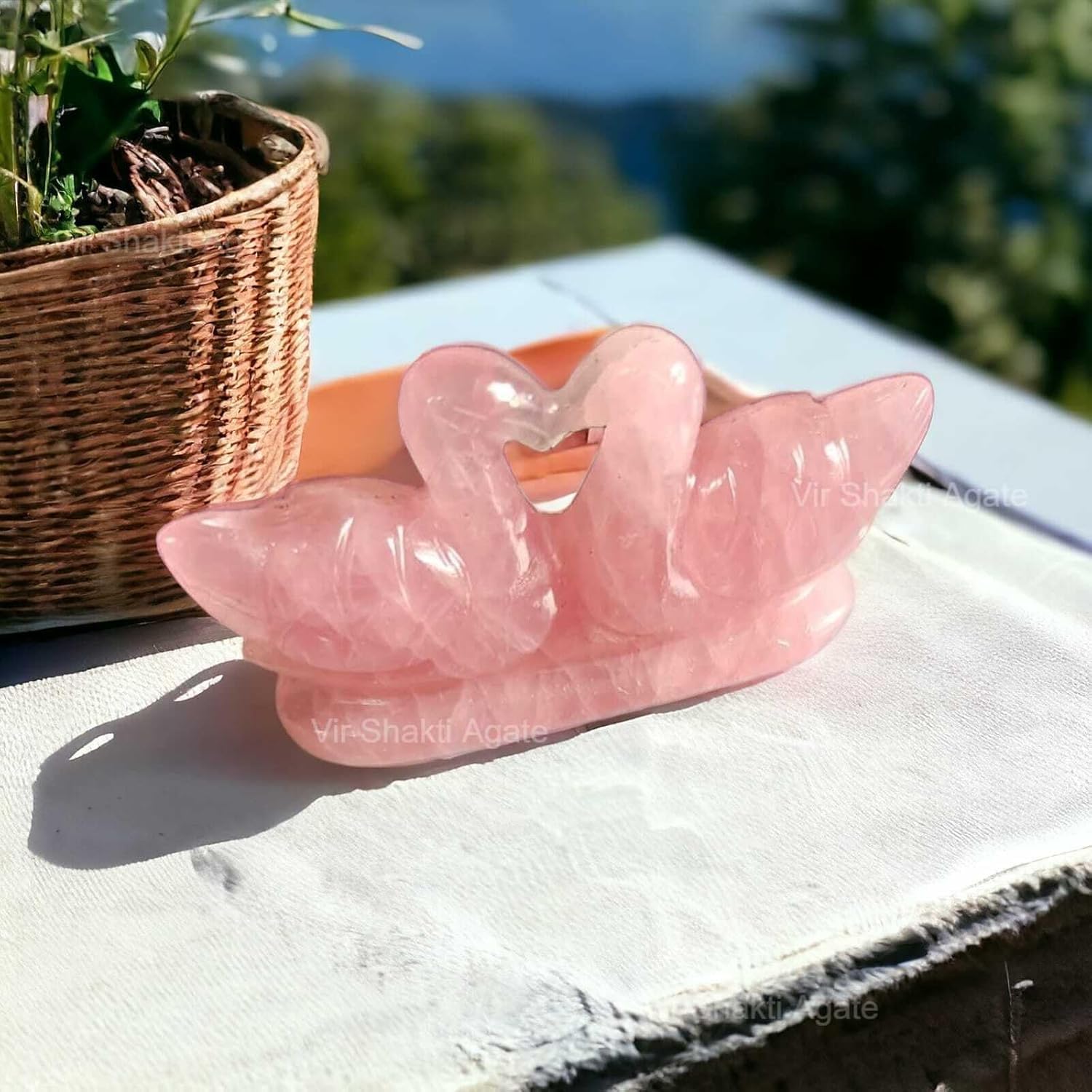 Certified Natural Rose Quartz Crystal Healing Gems for Love, Reiki Energy, Health, Meditation, Emotional, Heart Chakra, Gifting & Wellness (Rose Quartz - Love Birds Swan)-image-38