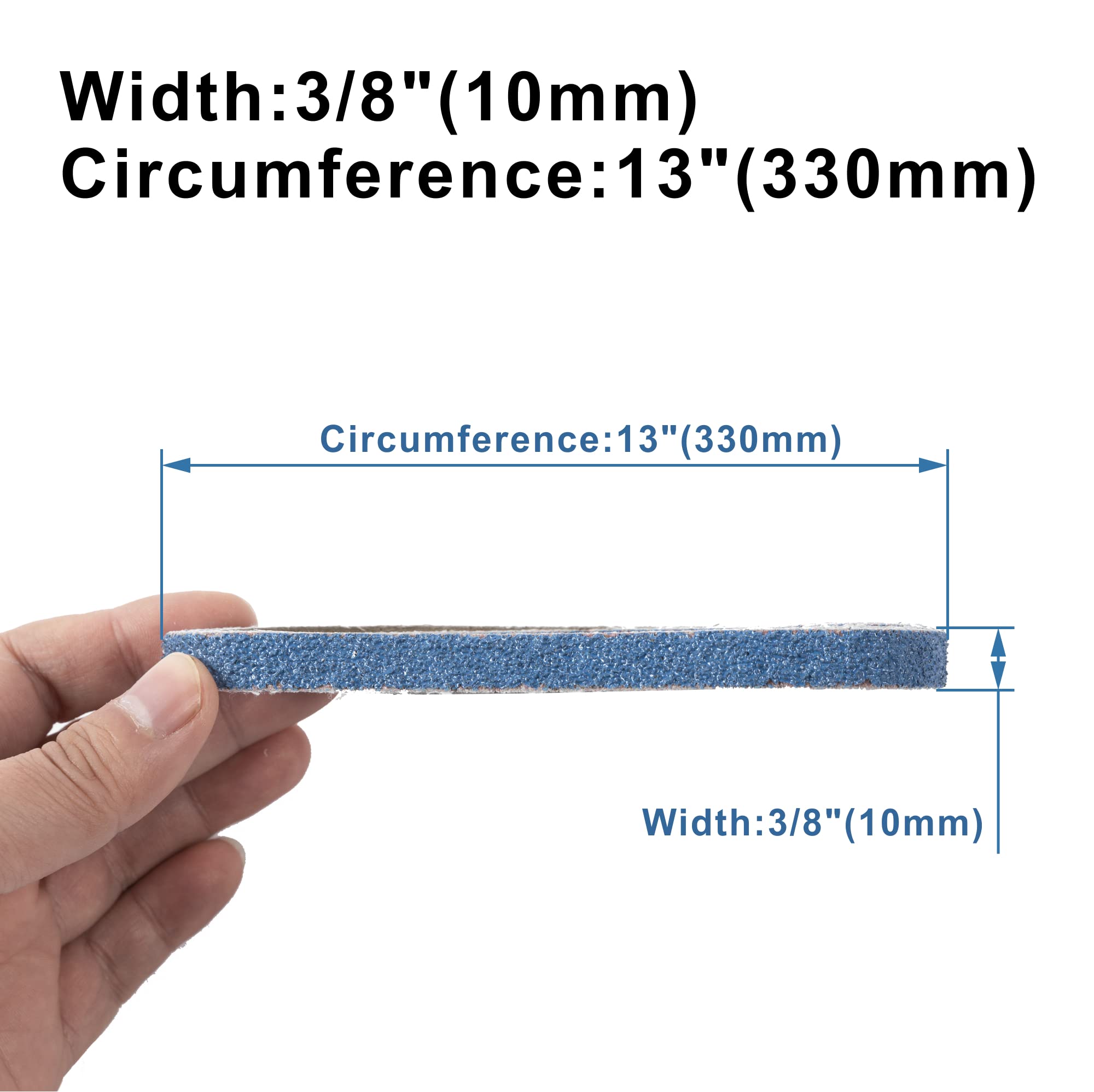 40 paquets de bandes abrasives de remplacement 10 x 330 mm, 10 bandes abrasives en corindon zirconien de 40/60/80/120 grains chacune (bandes de 3/8 pouces x 13 pouces)