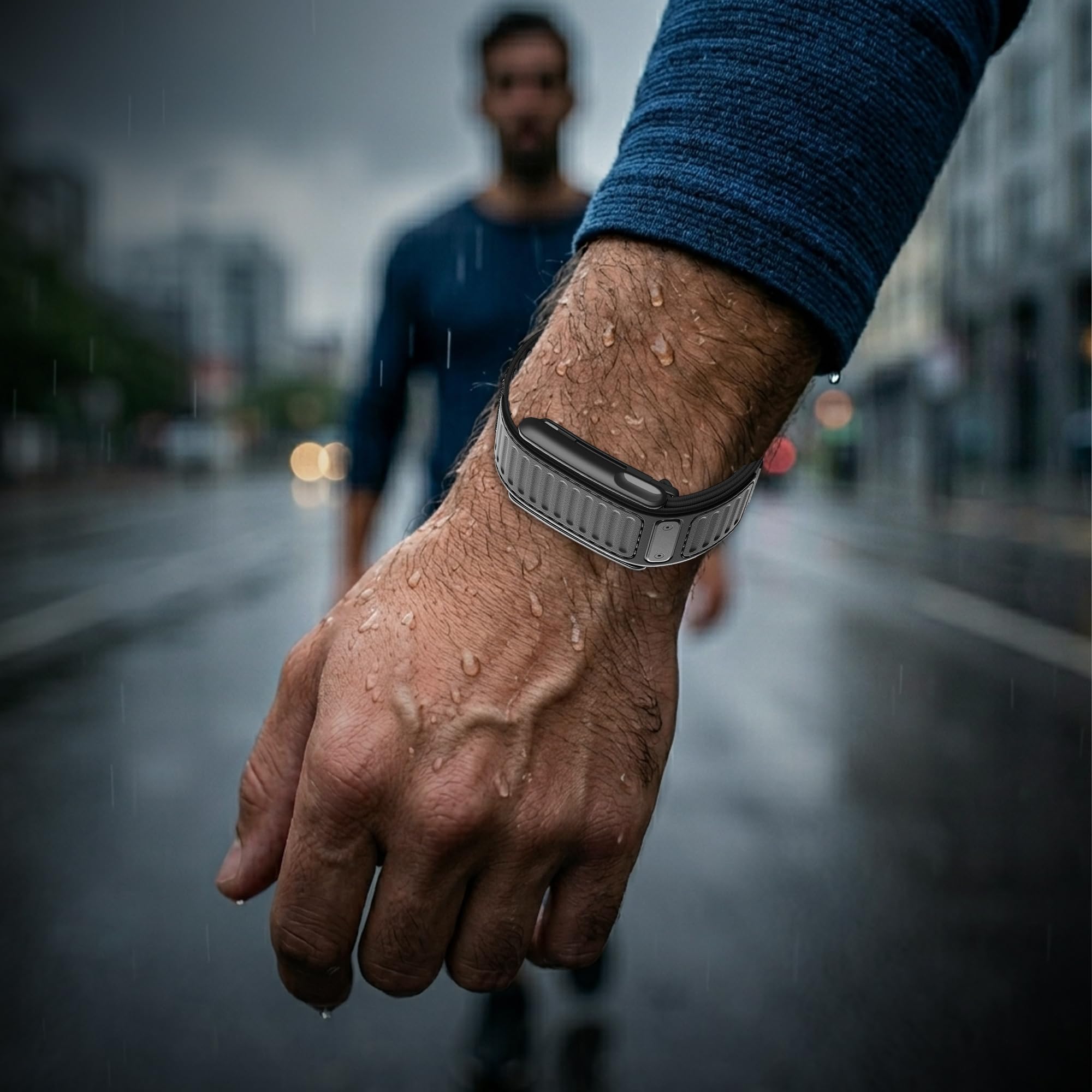 Dado Cinturino di ricambio sportivo in silicone ibrido in nylon compatibile con WHOOP 5.0, One, Peak e Life Fitness Tracker, traspirante e resistente, con cinturino di collegamento a scorrimento