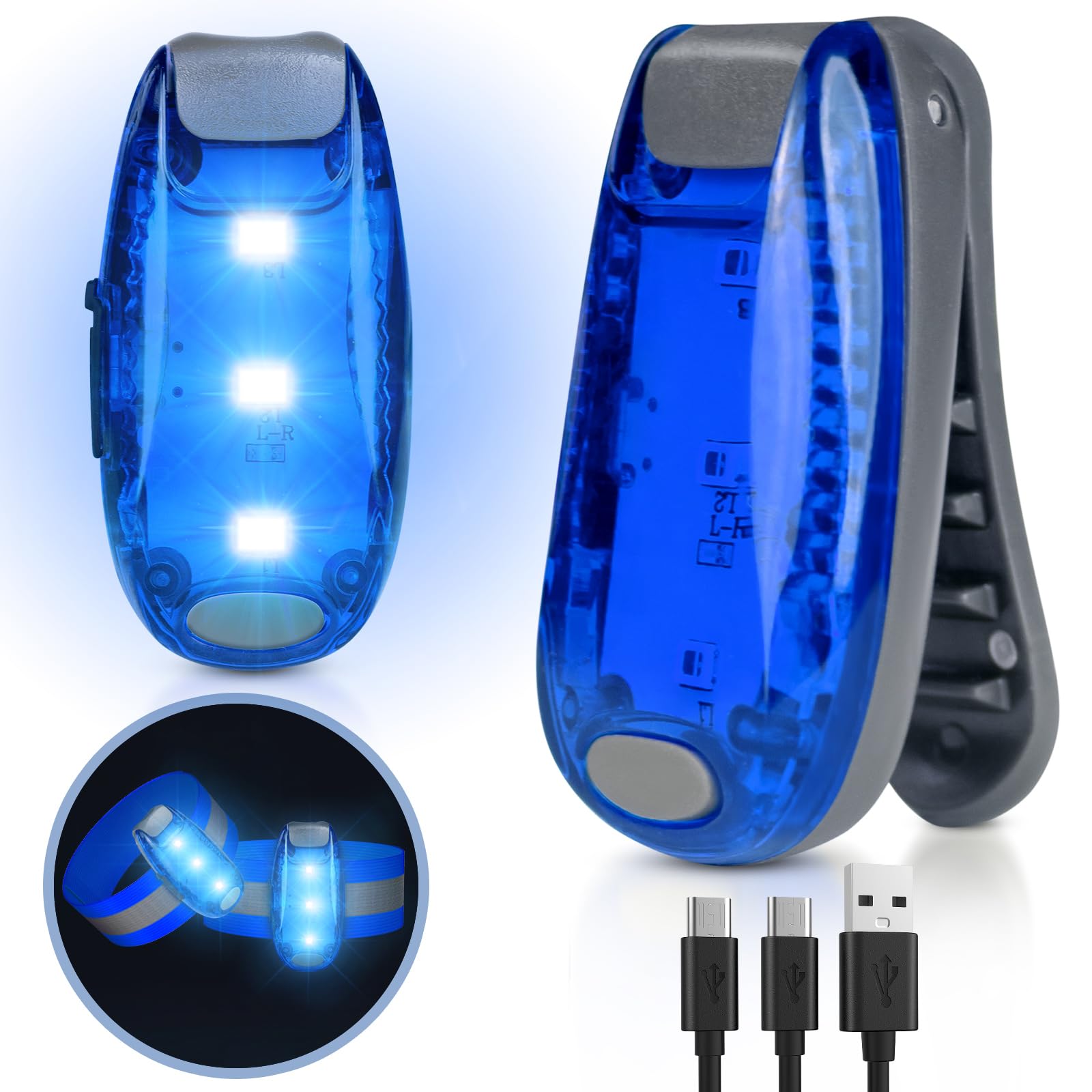 Coorattyes Led Safety Light (2 Pack),3 Modes Clip Light with Reflective Armbands,Running Lights for Runners, Dogs, Bikes, Walking and More