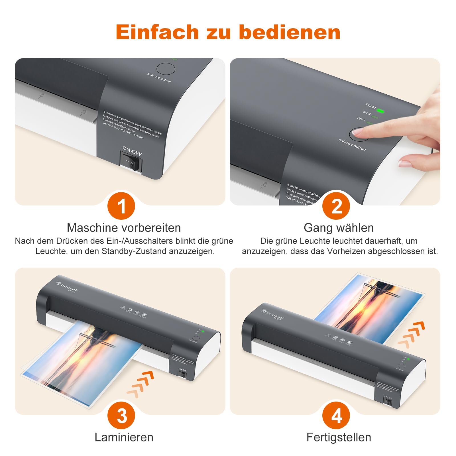 Bonsaii A3 Laminiergerät, staufreie Technologie, 5-in-1 Set mit 10 Folien, Papierschneider & Eckenabrunder, NTC-Temperaturregelung, bis 330 mm, Laminieren für Zuhause, Büro & Schule (L318-A)