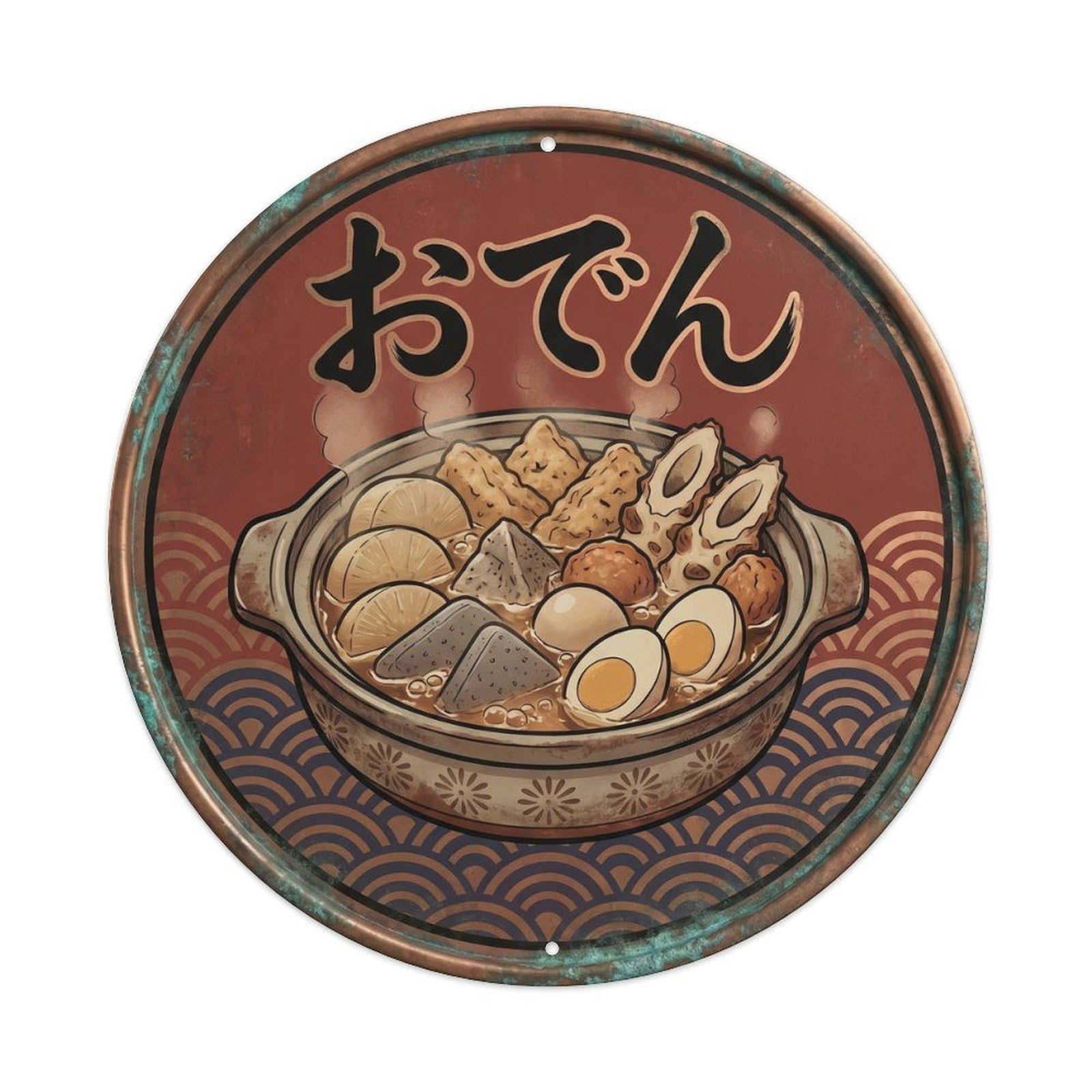 Cxhjca 8X8inch(20X20cm) Oden Japanese Restaurant Cuisine Retro Winter Food Metal Tin Sign