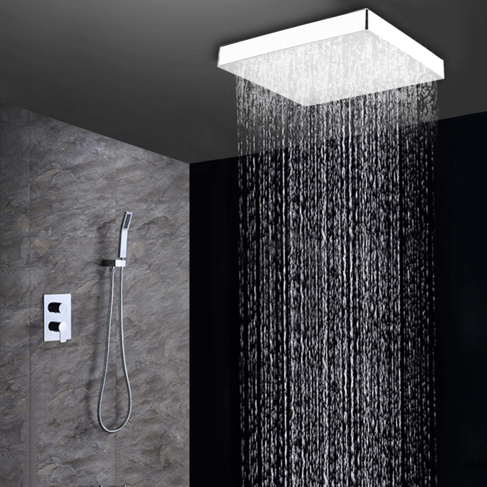 Ejoyous Soffione, Soffione Doccia a LED Quadrato, soffioni Doccia fissi da 8 '' Soffione Doccia Cromato Ultrasottile Soffione Doccia ad Alta Pressione con Romantica Luce LED a 7 Colori