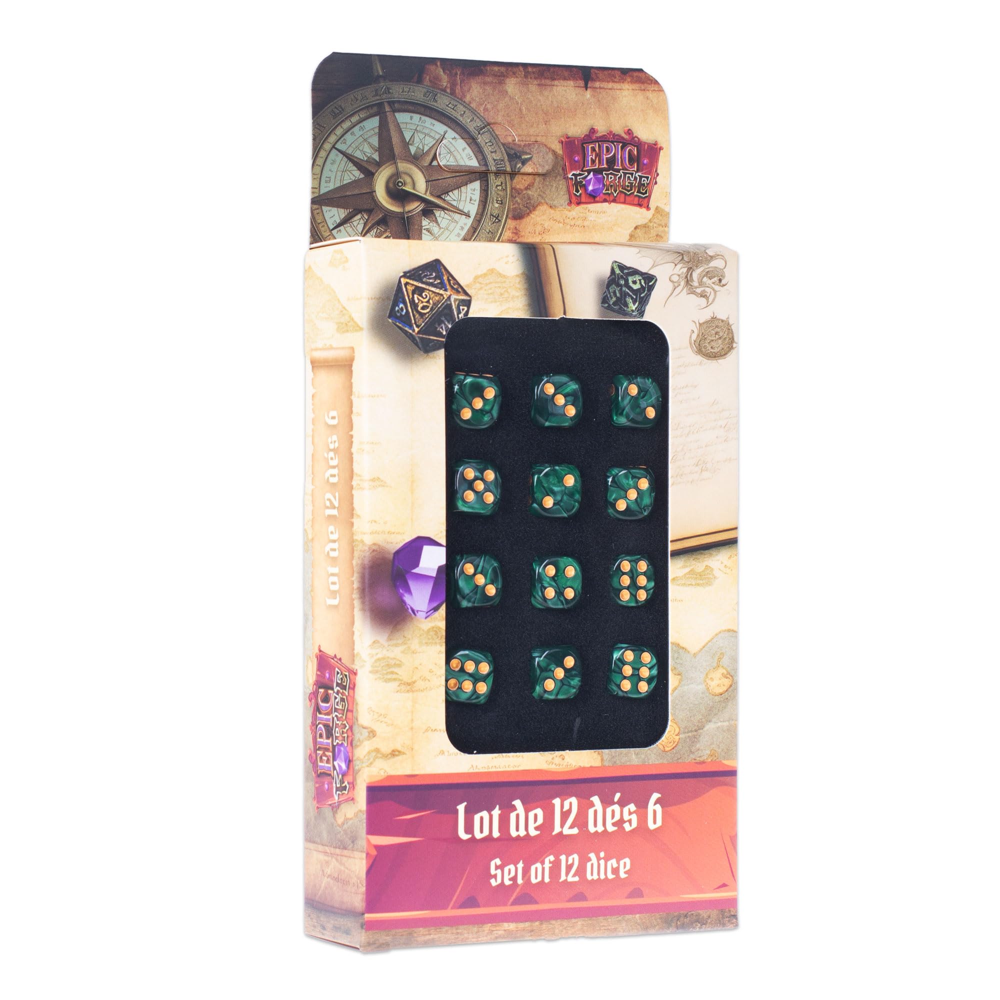 Epic Forge Dice D6-12 mm Pack of 12 Green