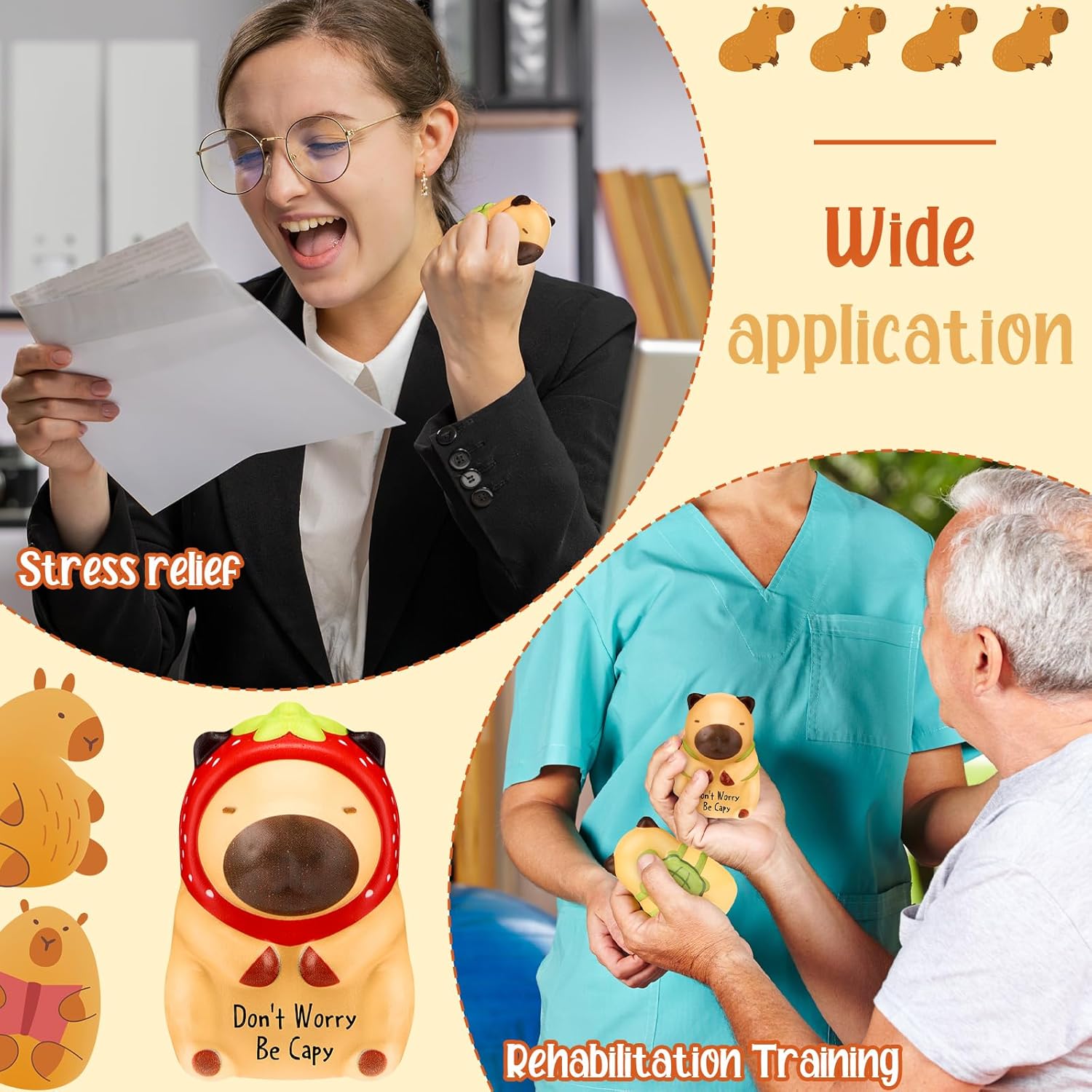 30 Set Funny Capybara Stress Balls Bulk Relief Squeeze Balls Inspirational Stress Reliever Employee Appreciation Gifts for Adult Coworkers Staff Volunteer