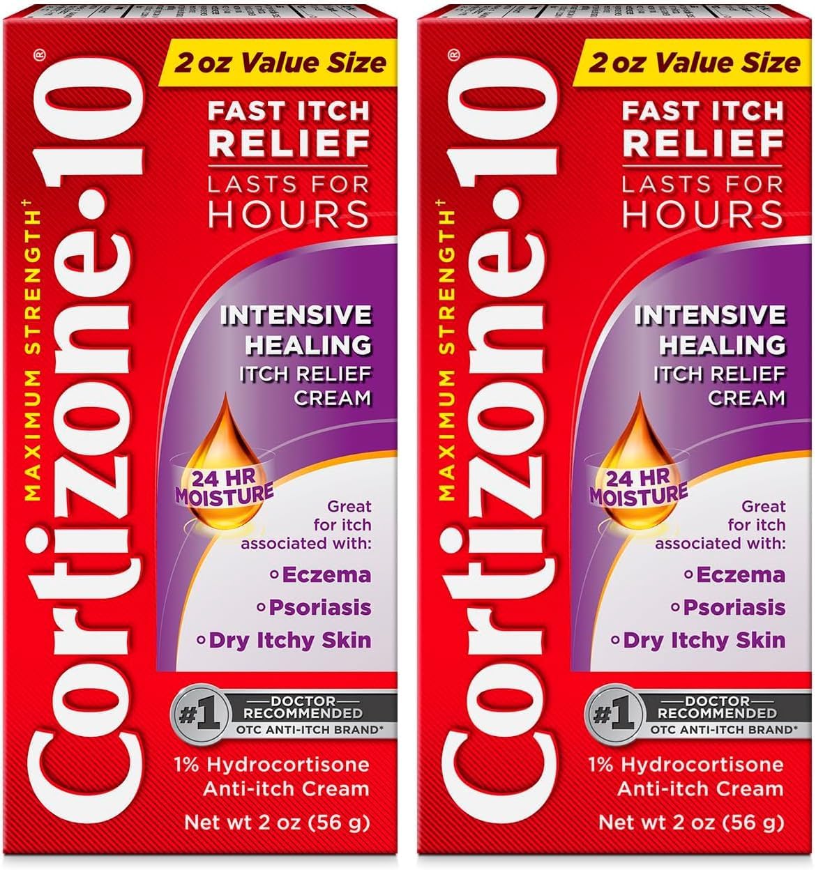Maximum Strength Intensive Moisture Anti-Itch Cream, 1% Hydrocortisone, 2 oz. (Pack of 2)