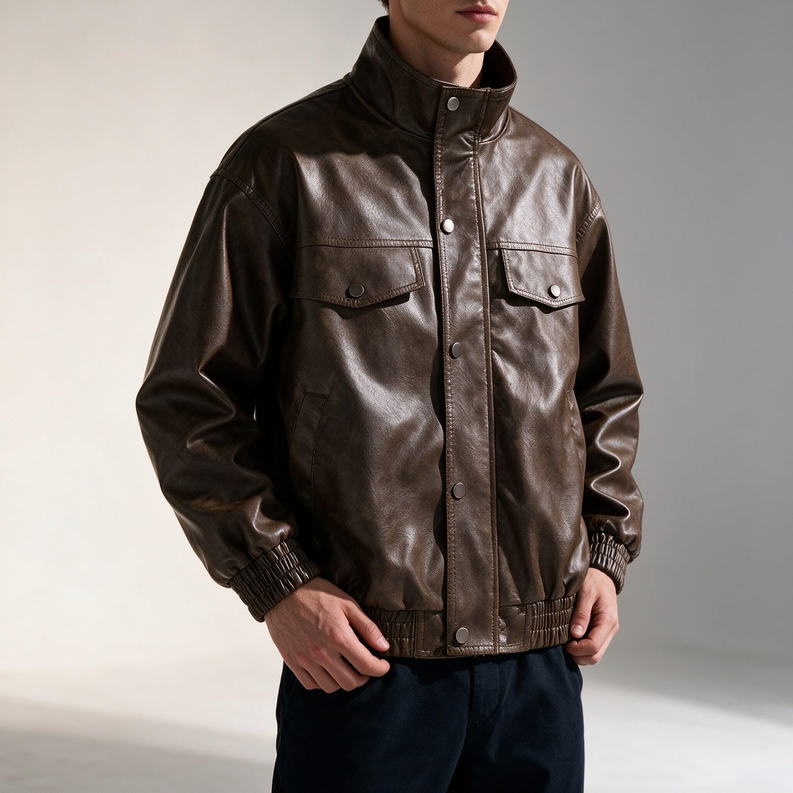 Generisch Regenjacke Faltbar Damen Zeitlose Herren-Freizeitjacke mit Stehkragen für den Alltag – moderne Slim-Fit-Oberbekleidung Trendsetter