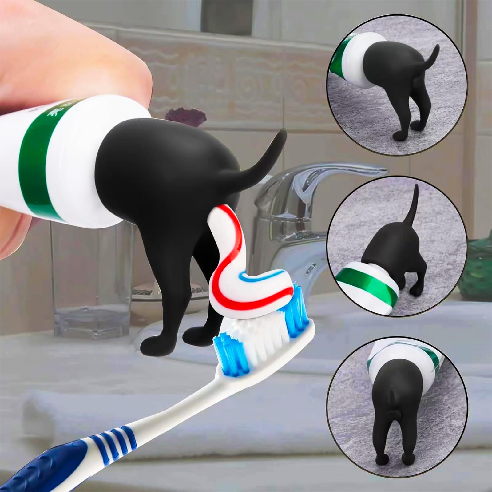Distributeur De Dentifrice Rigolo En Forme De Chien/chat - Imprimé 3D, 5x5x4cm - Pour Salle De Bain Et Voyage