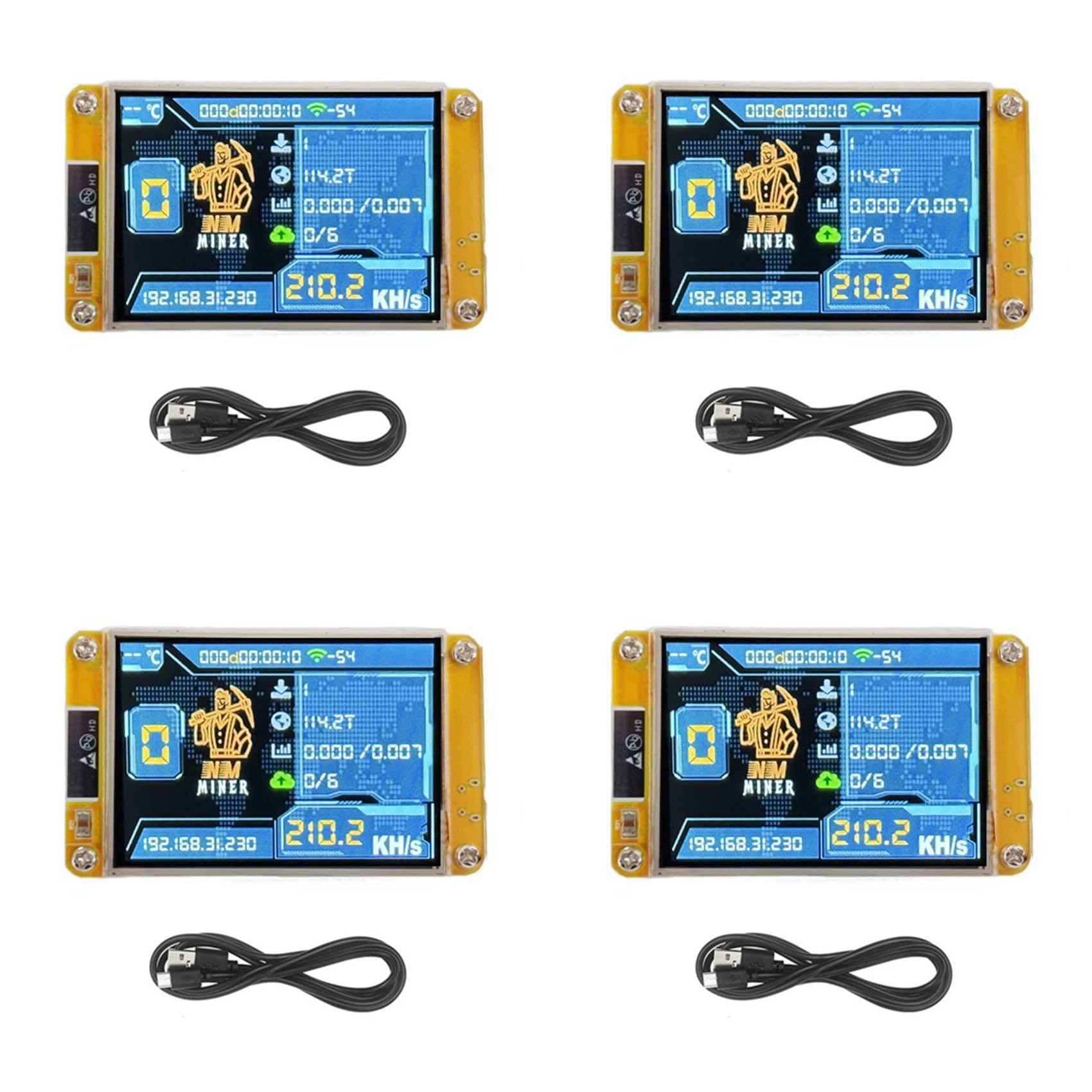 4X 235KH/S Bitcoin Crypto Solo Lottery Miner 2,8 Smart Display mit Acrylschale Verbesserter