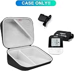 BOVKE Compact Hard Shell Case for OMRON Silver Upper Arm Blood Pressure Monitor BP5255 and Cuff, Portable Carrying Travel Case with Handle, Mesh Pocket for Cuff/Batteries/Charger, Black