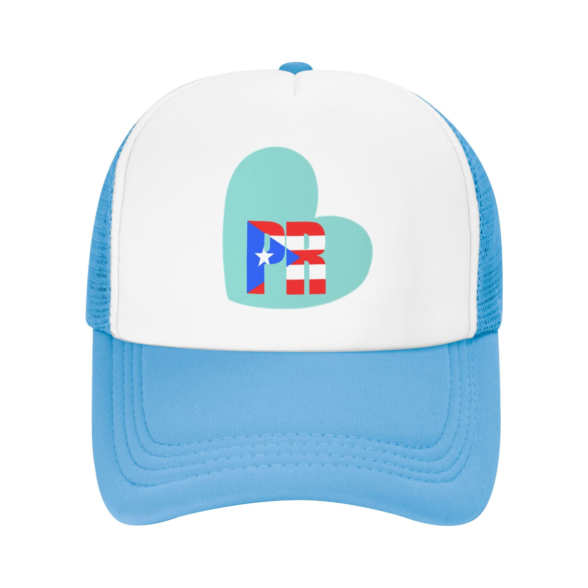 Puerto Rican Flag Lightweight Mesh Baseball Hat Fishing Sun Cap Outdoor Casual Cap Sky Blue