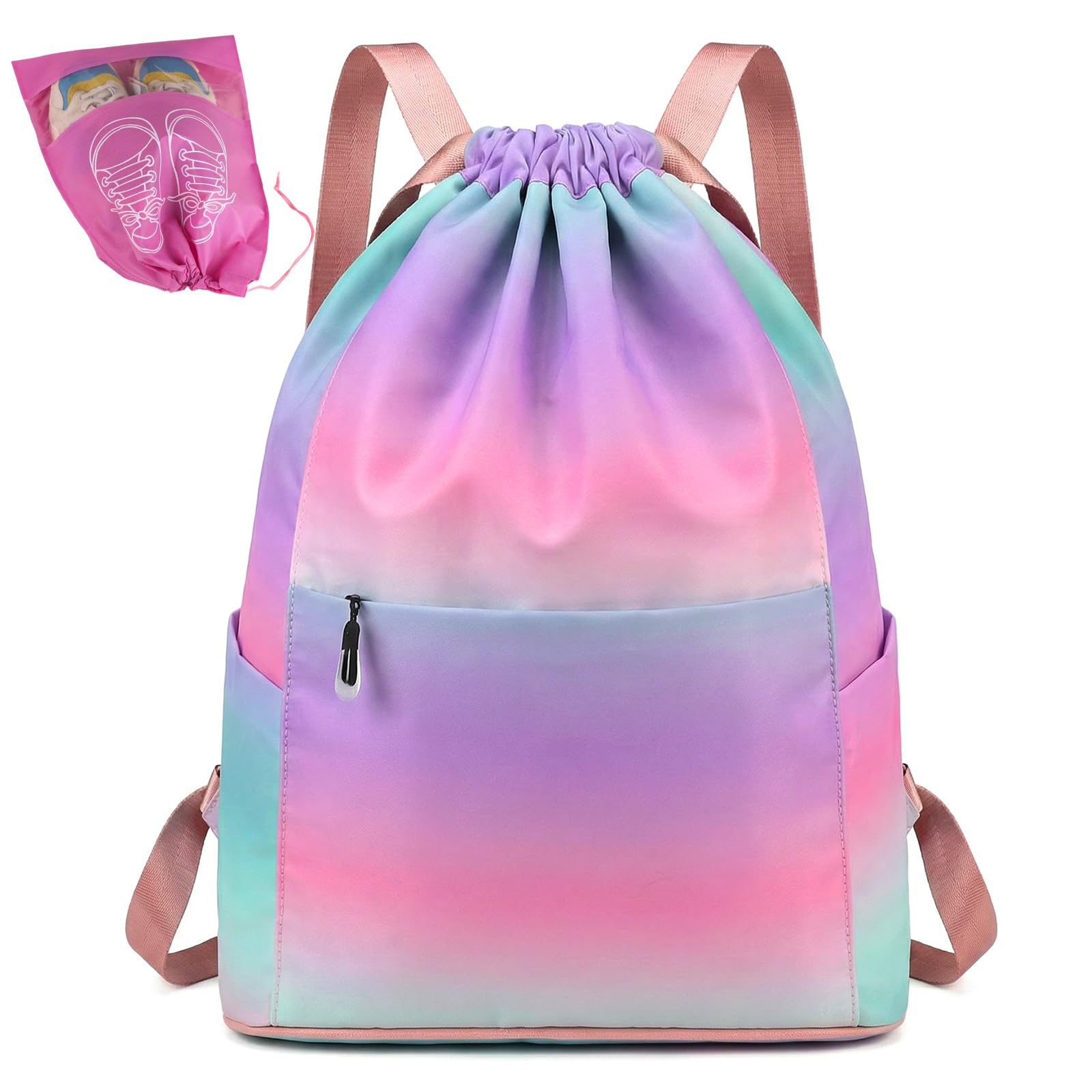 Waterproof Swimming Bags for Kids - Drawstring Backpack Bags, Large Gradient Adults Gym Bag with Wide Straps, Drawstring Sports Backpack for Gym,School, Beach, Shopping, Travel, Climbing, Camping