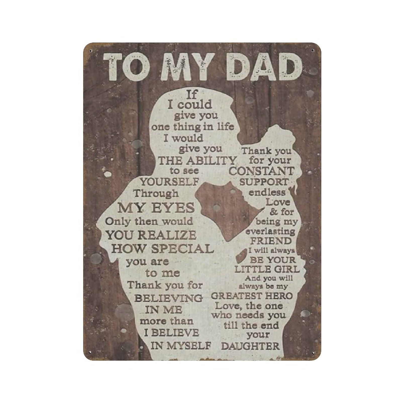 Metal Tin Sign To My Dad Vintage Tin Poster Metal Sign Wall Decoration Country Kitchen Home Garage Decor 16"x12"