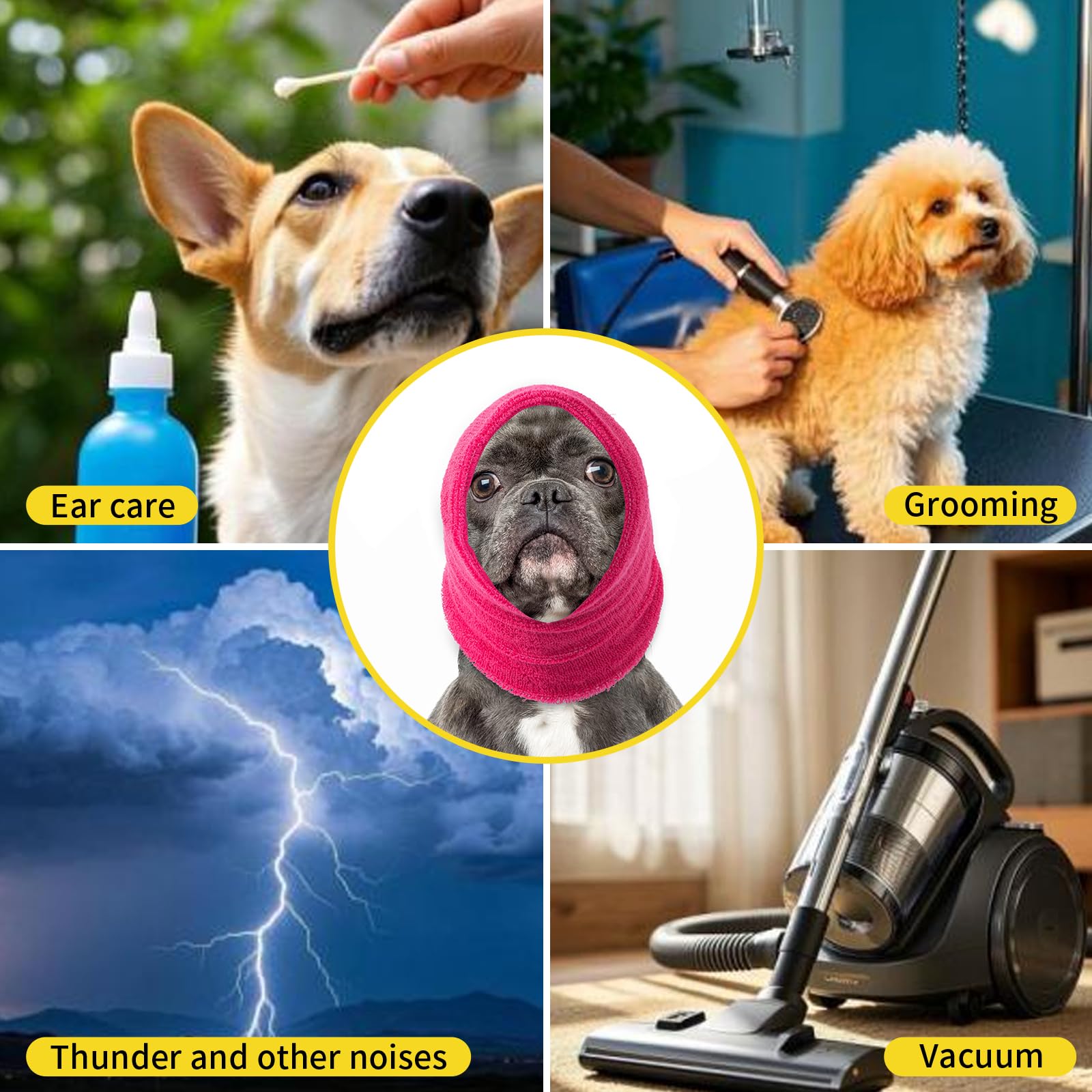 SLSON Dog Ear Protectors Double Layer Thickened Ear Wraps for Dogs Quiet Head Cover Sleeves Dog Hoodie for Anxiety Relief Dogs Grooming and Force Drying - Image 4
