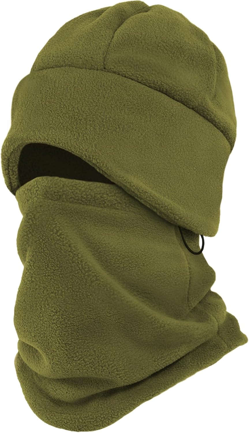Winter Beanie Hat Scarf Set with Ear Flaps for Men Women Knit Fleece Lined Skull Cap Windproof Neck Warmer Gaiter Army Green