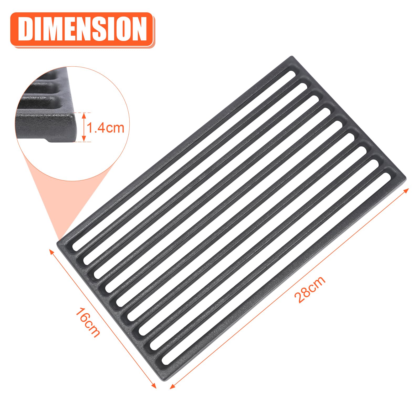 Griglia Per Caminetto In Ghisa ScarMaxx 16x28 Cm - Robustissima Con Nervature, Per Legna E Carbone - Foto 5