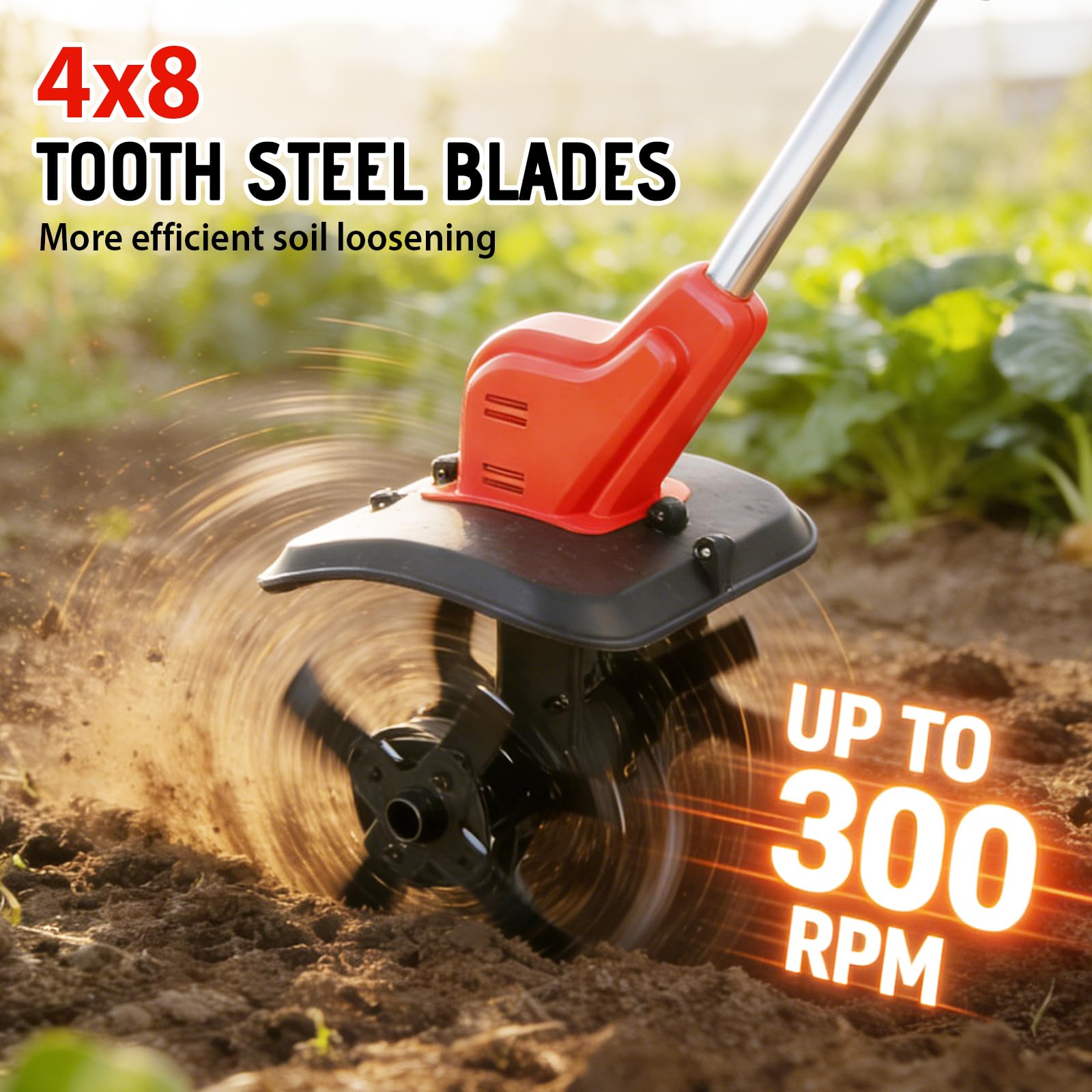 Motoazada Eléctrica Compatible con Makita 21V Batería, Motoazada Eléctrica para jardín y césped con 22 cm de Profundidad de Trabajo, 30 cm de Ancho de Trabajo (Batería no incluida)
