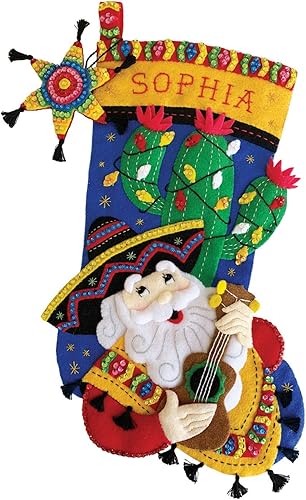 Feliz Navidad - Kit de calcetines navideños de fieltro de 18 pulgadas