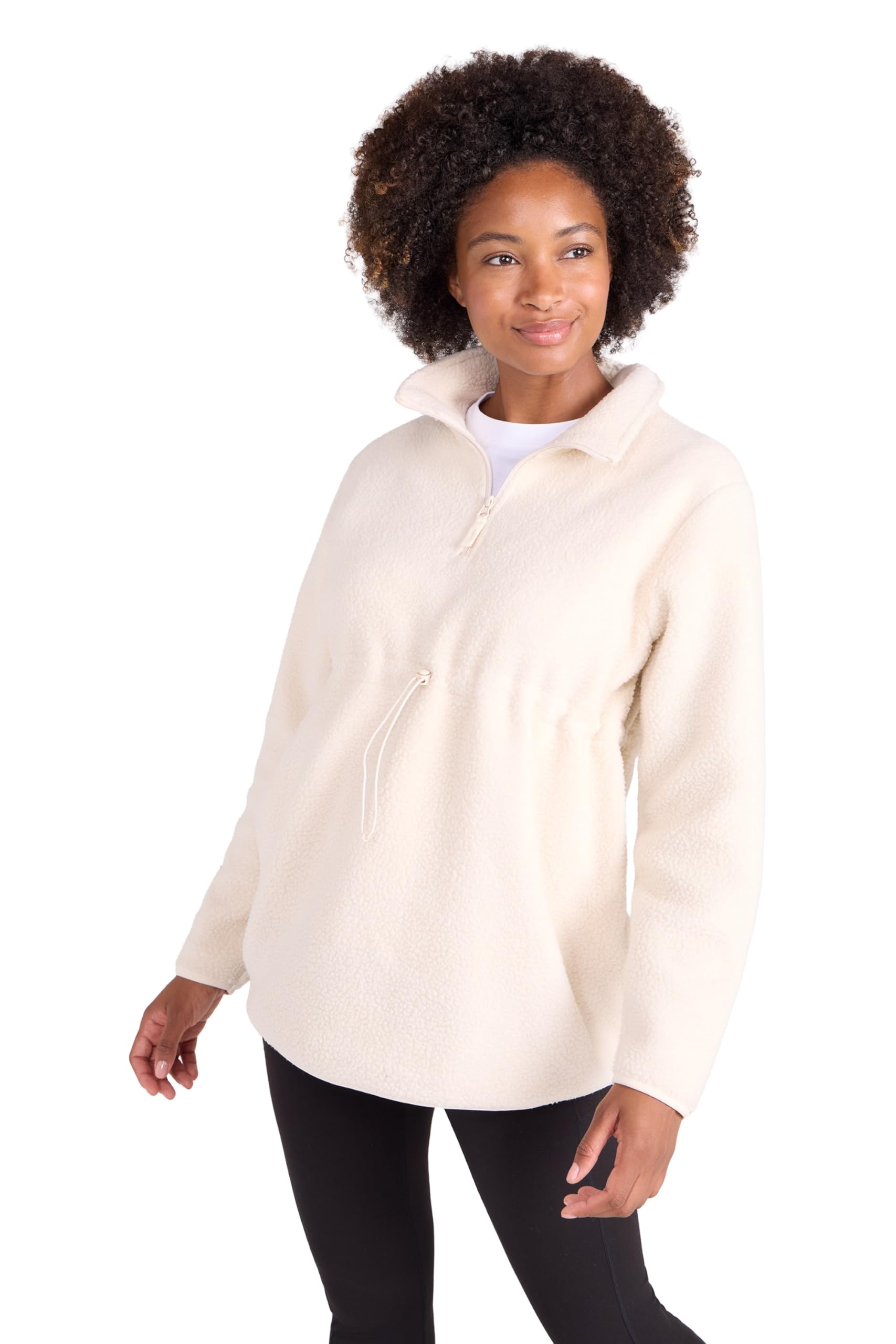 Mountain Warehouse Cosy Maternity Sherpa Half-Zip Fleece - Sherpa Lined Womens Anti-Pill Sweathshirt - For Spring Summer, Outdoors, Holiday, Walking & Hiking Beige Women's Size 22