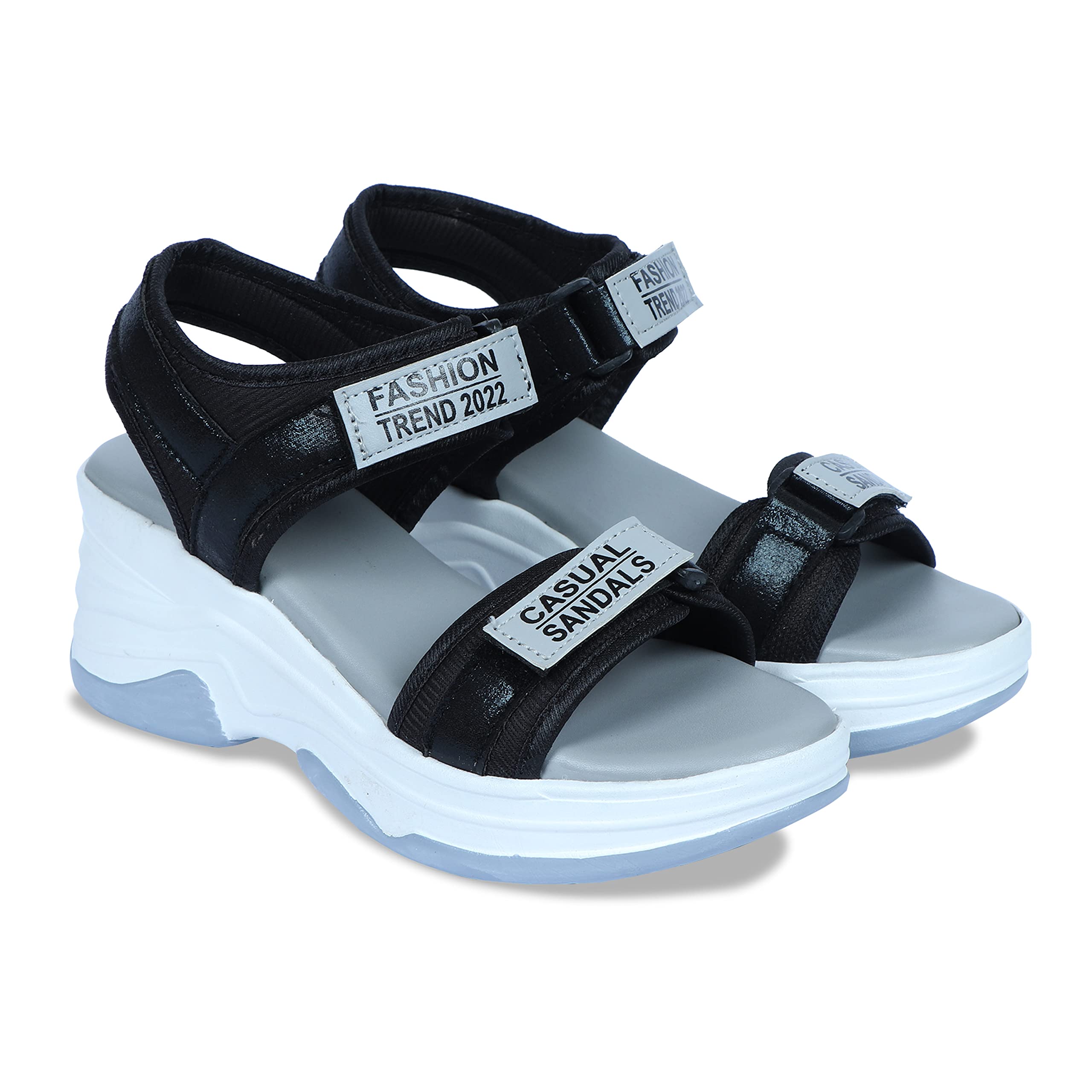 HimQuen Wedge Sandals for Women & Girls, Light Weight, Comfortable & Trendy, Soft Footbed, Casual and Stylish Sandals for Walking, Working, All Day Wear Wedges Grey (B0B6WQLH2M) Amazon Price History, Amazon Price Tracker