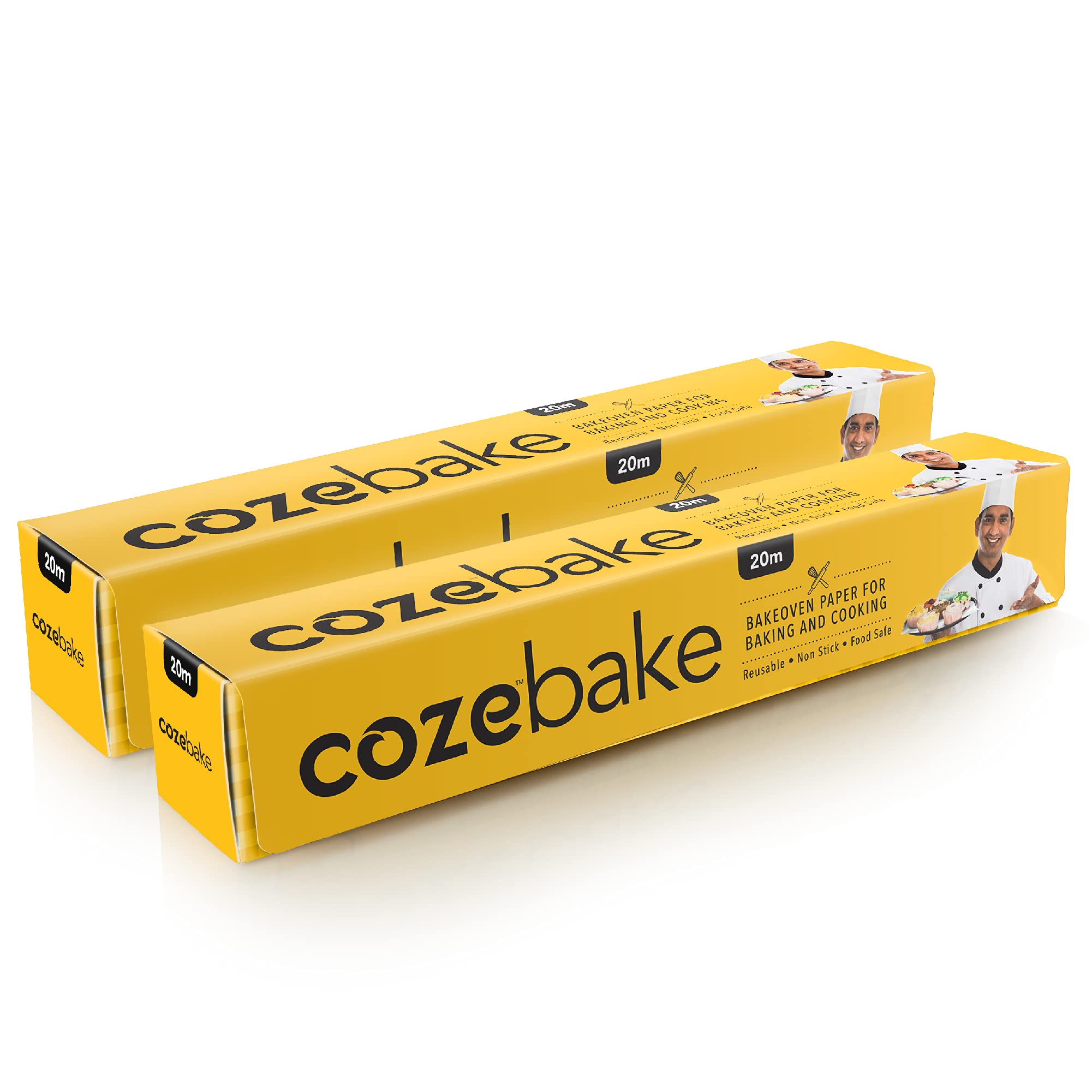Coze Baking Paper (Length 20 metres) | Pack of 2 | 100% Oven & Microwave Safe Upto 240°C | No Added Wax or Coating | 100% Food Safe, FDA Approved | Butter Paper Roll | Parchment Paper for Baking Cake