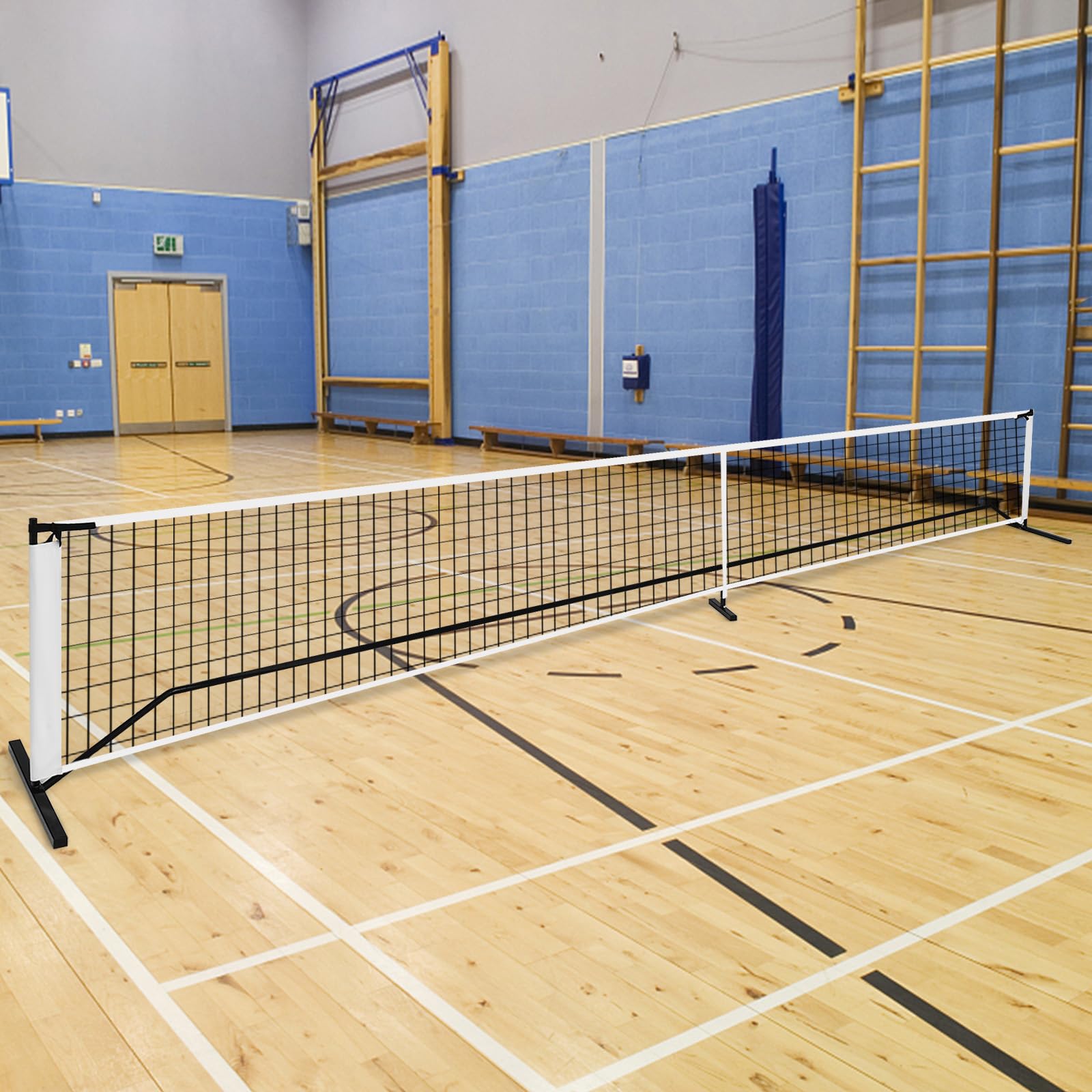 COSTWAY 670 x 92cm tragbares Tennisnetz, Pickleball-Netz in offizieller Größe mit Metallrahmen & Tragetasche, Volleyballnetz Federballnetz Mehrzwecknetz Outdoor wetterfest für Kinder Erwachsene