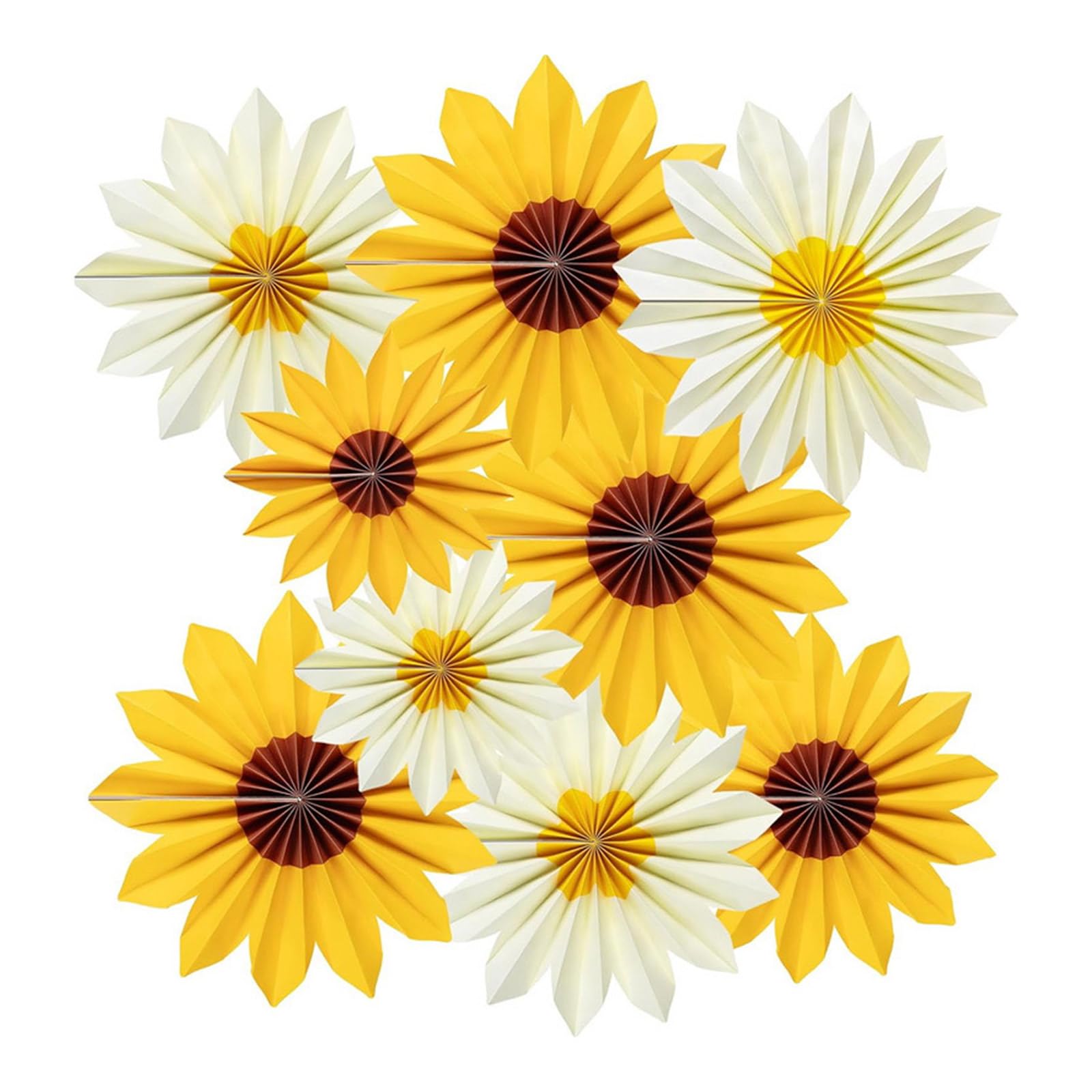 Tsophreniq Sturdy Sunflowers Paper Fan Wall Hanging Decors 9PCS for Party Classroom Bulletin Board Bright Sunflowers Wall Hanging Decors