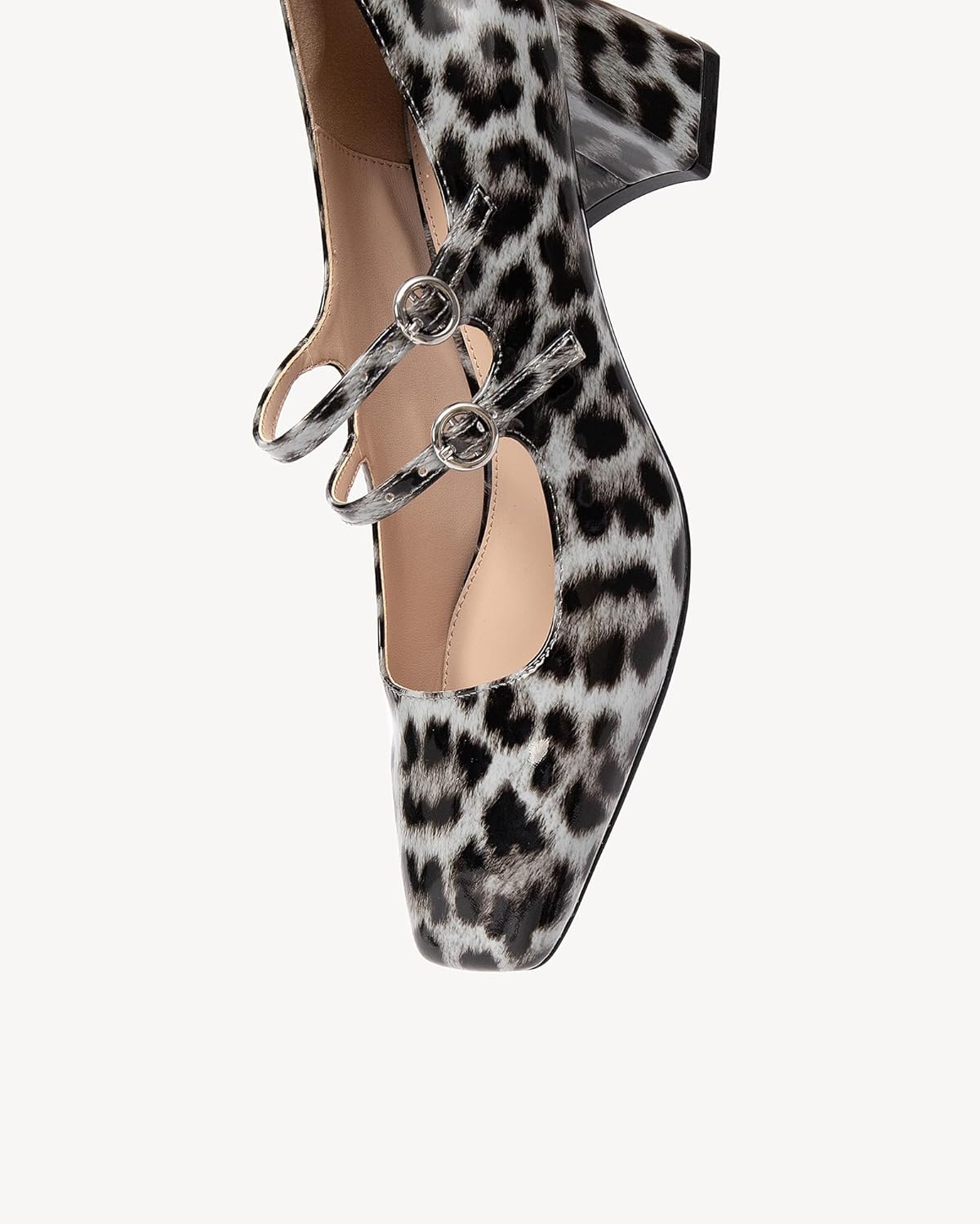 NEWBELLA Women's Mary Jane Pumps - Vintage Patent Leather Dress Shoes with Double Strap, Round Toe & 2" Chunky Heel for Office/Wedding - Image 5