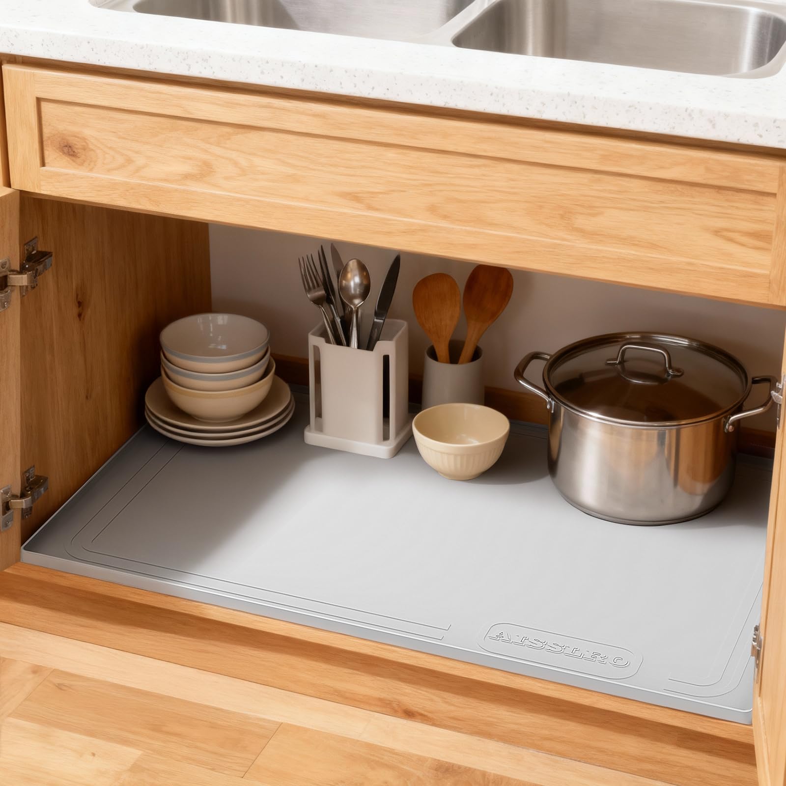 FORWOS Tappetino Sottolavello In Silicone 71x56 Cm - Impermeabile E Organizer Per Cucina E Bagno