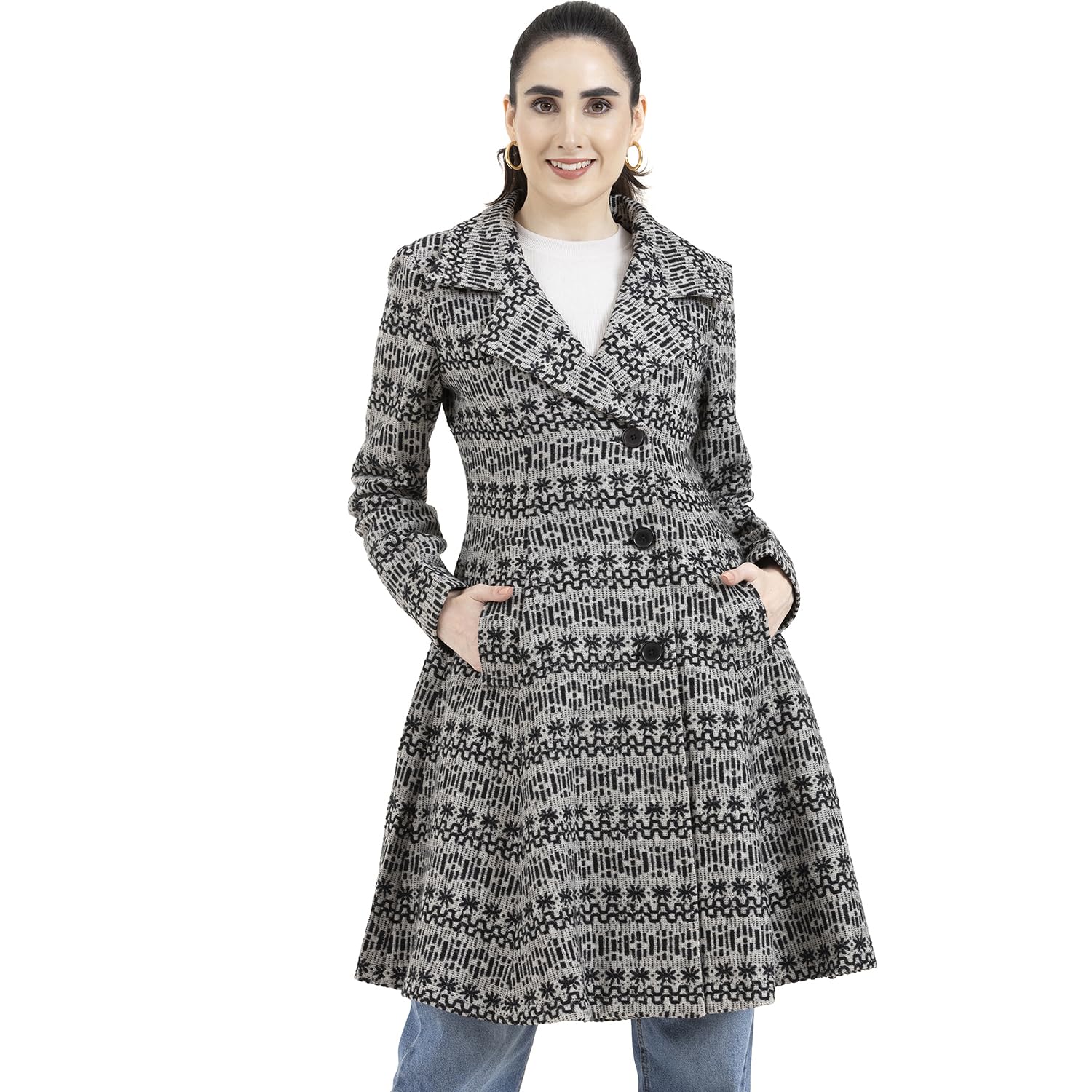 owncraft women's Double breasted Grey wool coat-picture-38