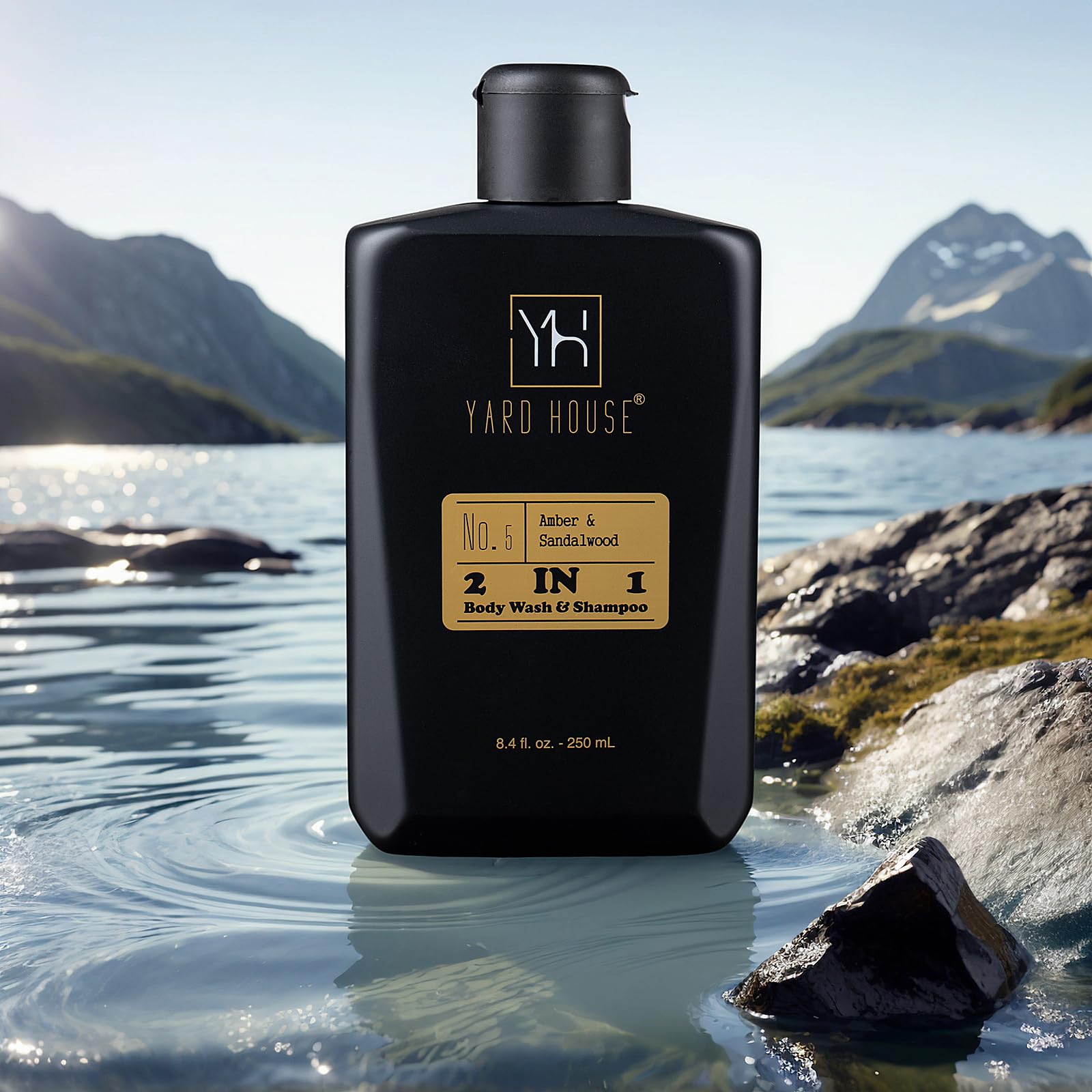 Yard House Mens Bath Body Gift Set, Sandalwood Amber, 4-Pcs Grooming Kit with Body Wash, Body Lotion, Deodorant, Travel Toolbox Case - Fathers Day Gifts For Father, Birthday Christmas Gift Ideas