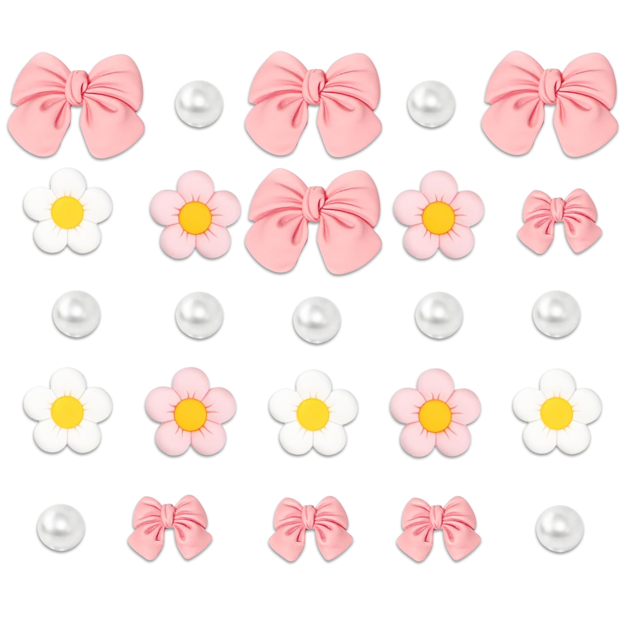 Jusen Flower Shoe Charms for Girls,Shoe Decoration with Crystal Rhinestone Pearl Flowers Cute Shoe Charms for Girls Women