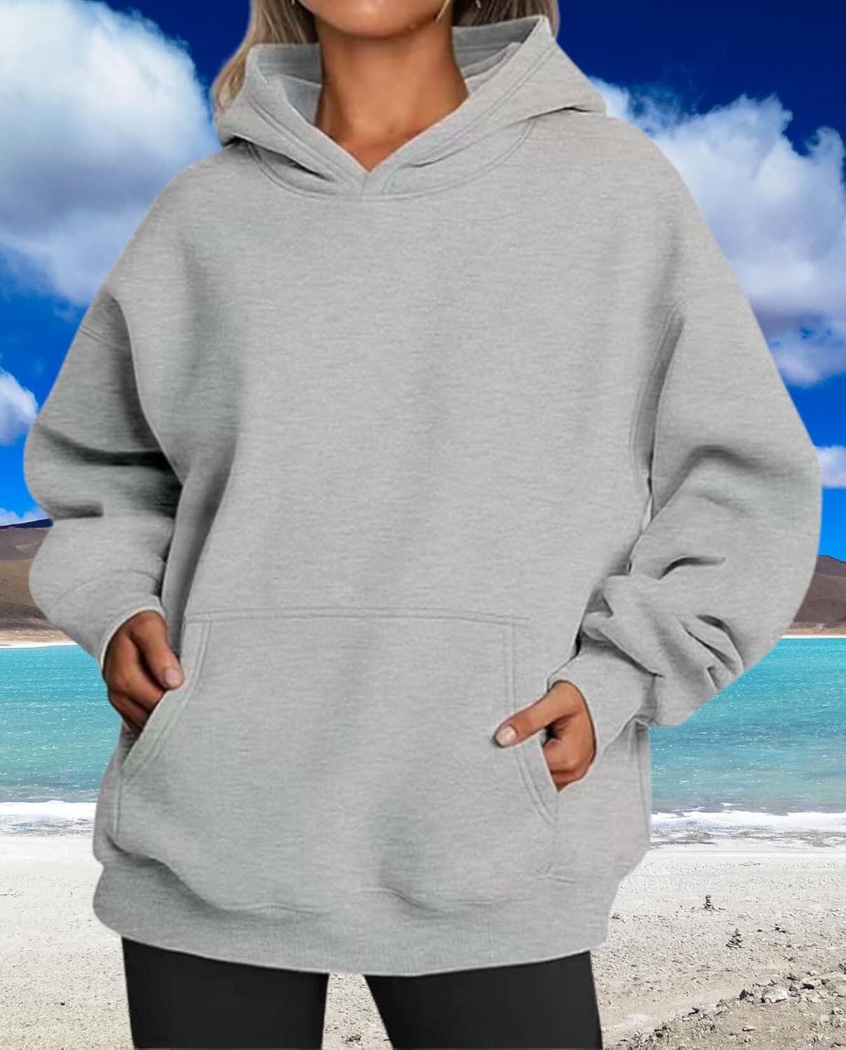 Womens Hooded Pullover Sweater Fashion Casual Loose Version With Pockets Spring And Autumn Hooded Sweater - Image 5