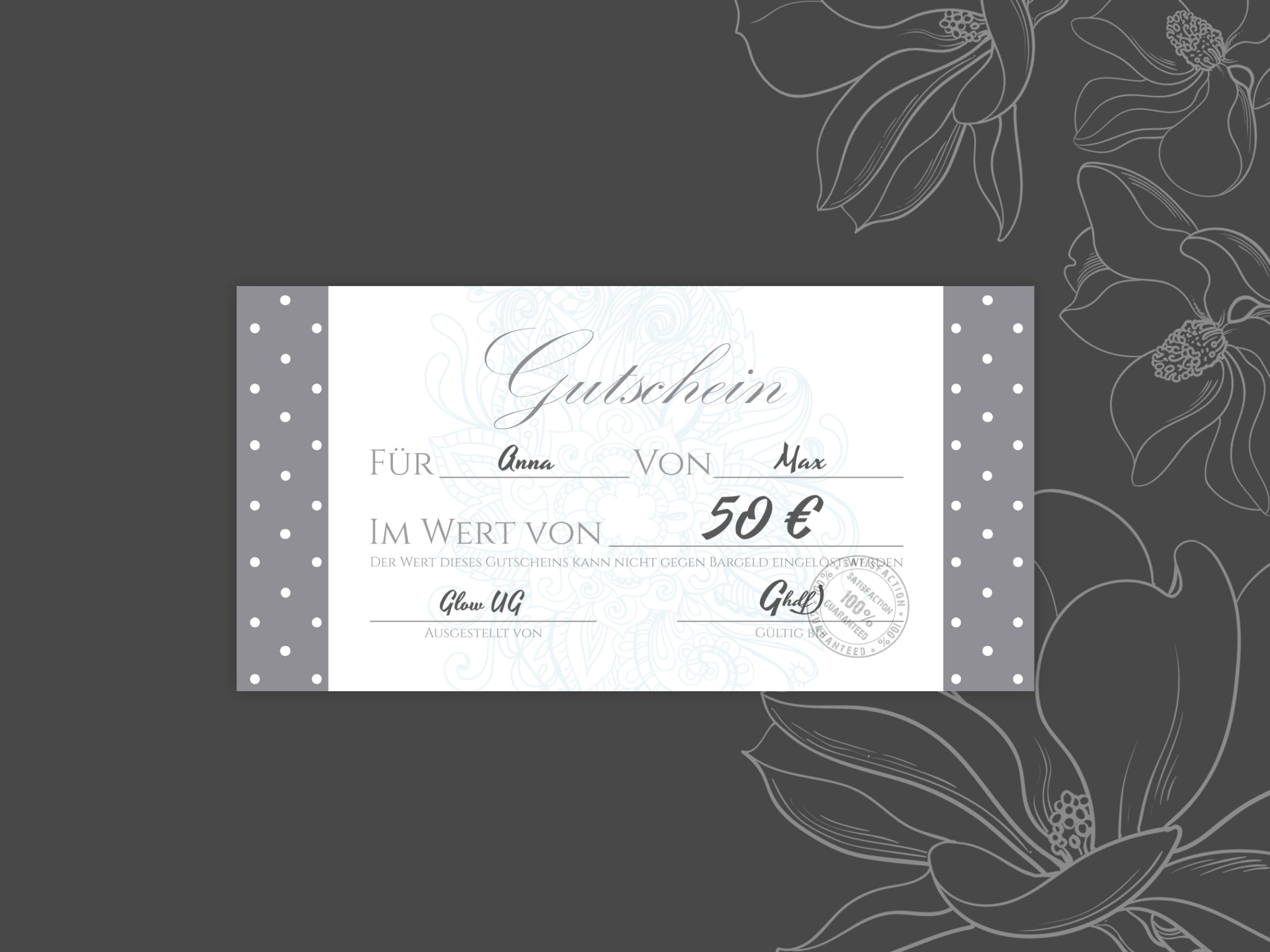 250 Geschenkgutscheine DIN lang plus (21 x 10,5 cm) Design Motiv Ornament. Blanko Gutscheine zum Ausfüllen Gutschein Geschenk Karte für Massage Wellness Kosmetik Nagelstudio Spa Beauty