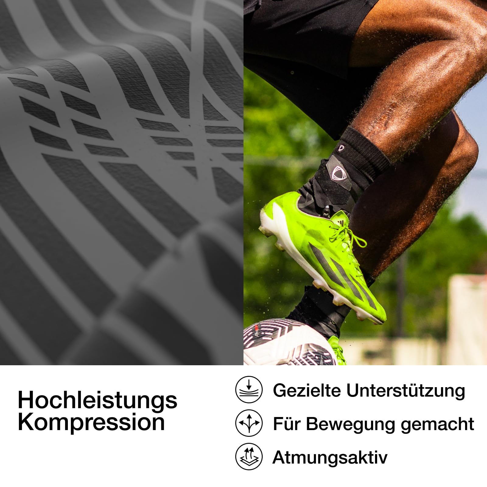 BETTERGUARDS 3.0 Knöchelbandage – Ultraleichte, flexible Stütze gegen Umknicken & schnelle Erholung | Doppelsleeve für Damen & Herren | Perfekt für Sport, Training & Alltag (M, Schwarz Rechts)
